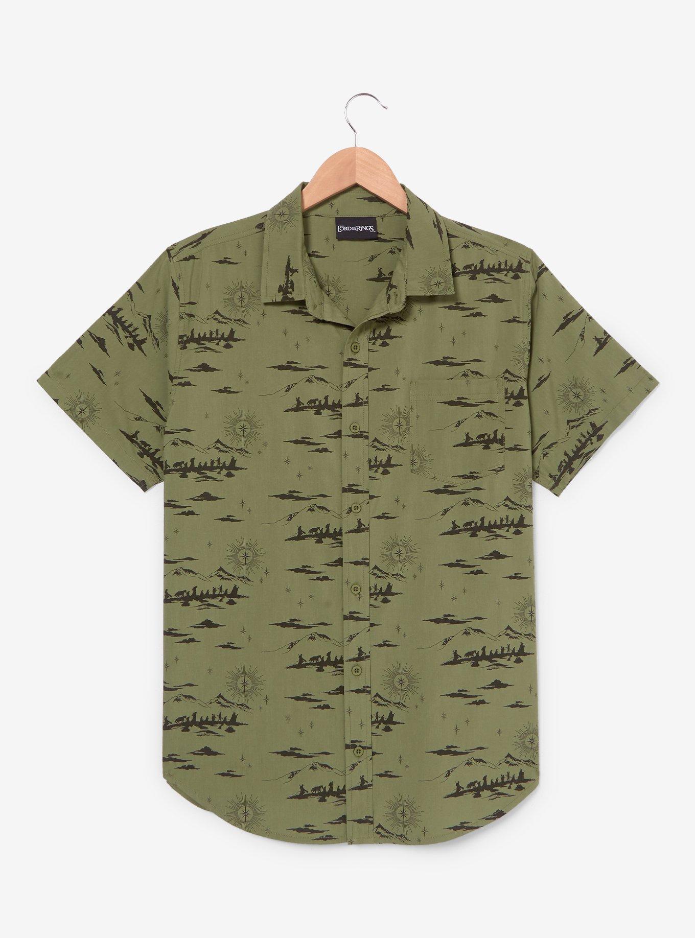 The Lord of the Rings Mountain Scenes Allover Print Woven Button-Up - BoxLunch Exclusive, , hi-res