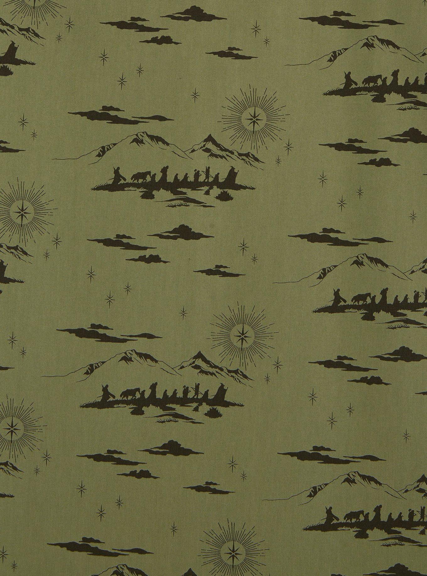 The Lord of the Rings Mountain Scenes Allover Print Woven Button-Up - BoxLunch Exclusive, GREEN, alternate