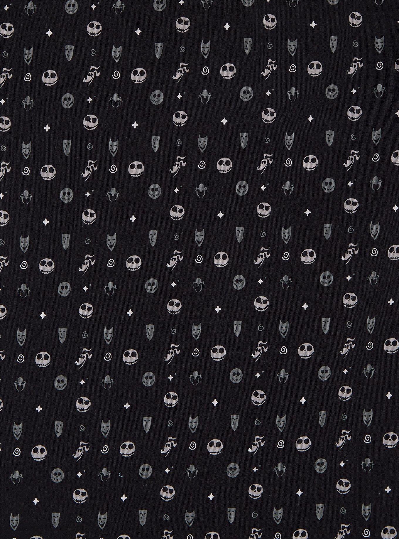 Disney The Nightmare Before Christmas Character Faces Allover Print Woven Button-Up - BoxLunch Exclusive, BLACK, alternate