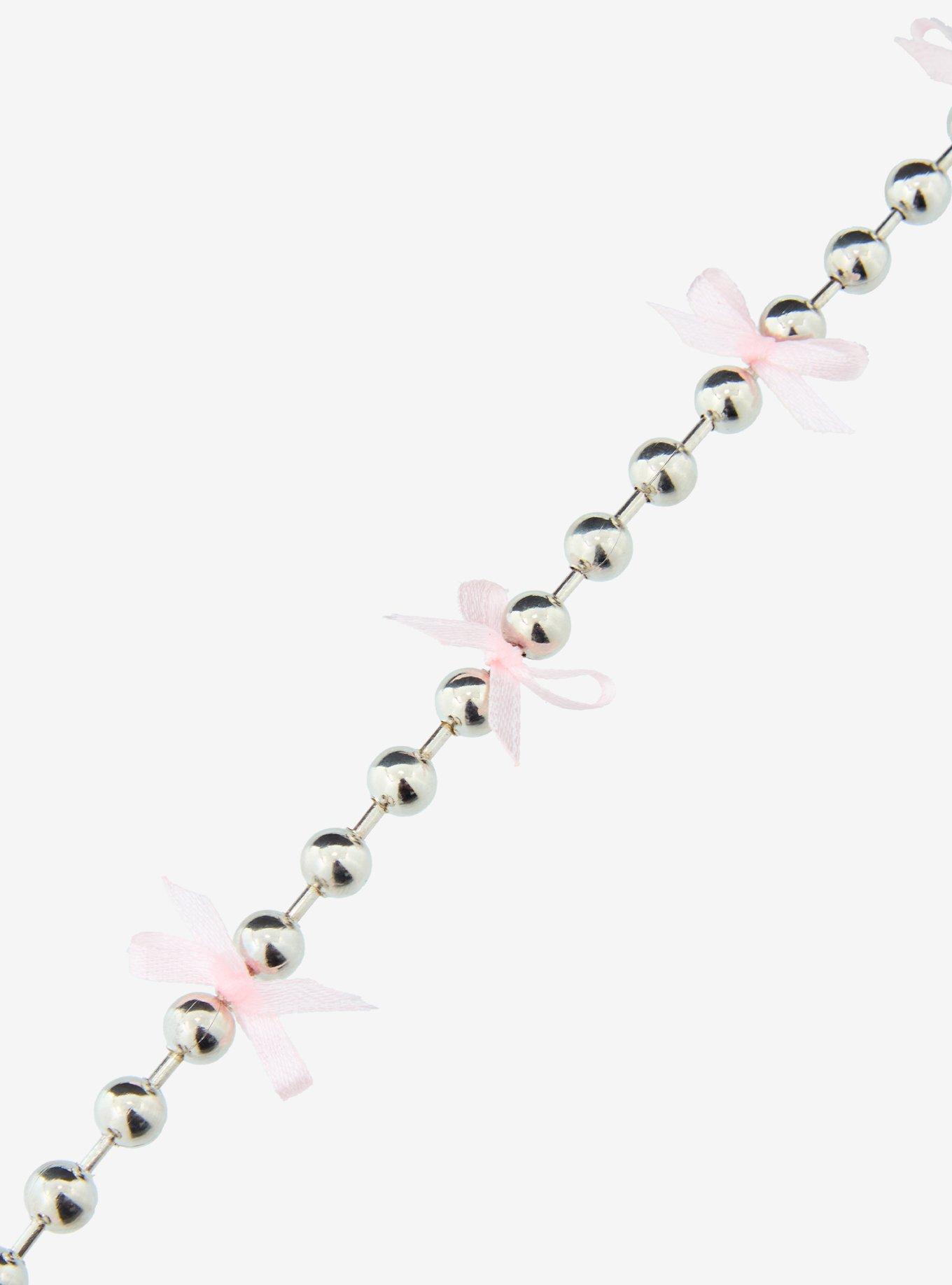 Beaded Chain and Ribbon Bow Necklace - BoxLunch Exclusive, , alternate