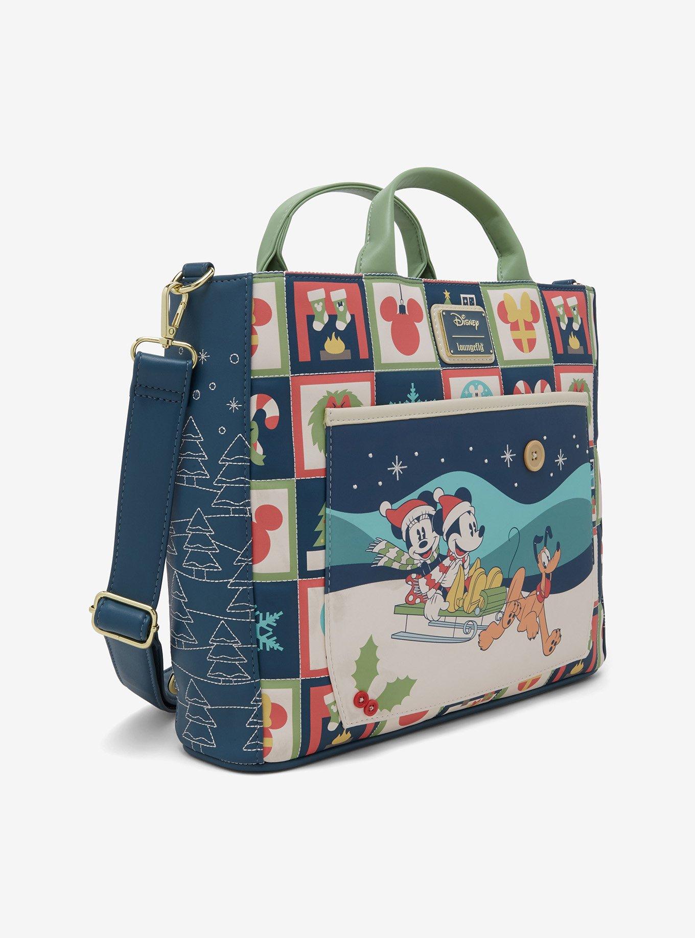 Loungefly Disney Mickey Mouse & Friends Checker Holiday Convertible Tote Bag, , hi-res