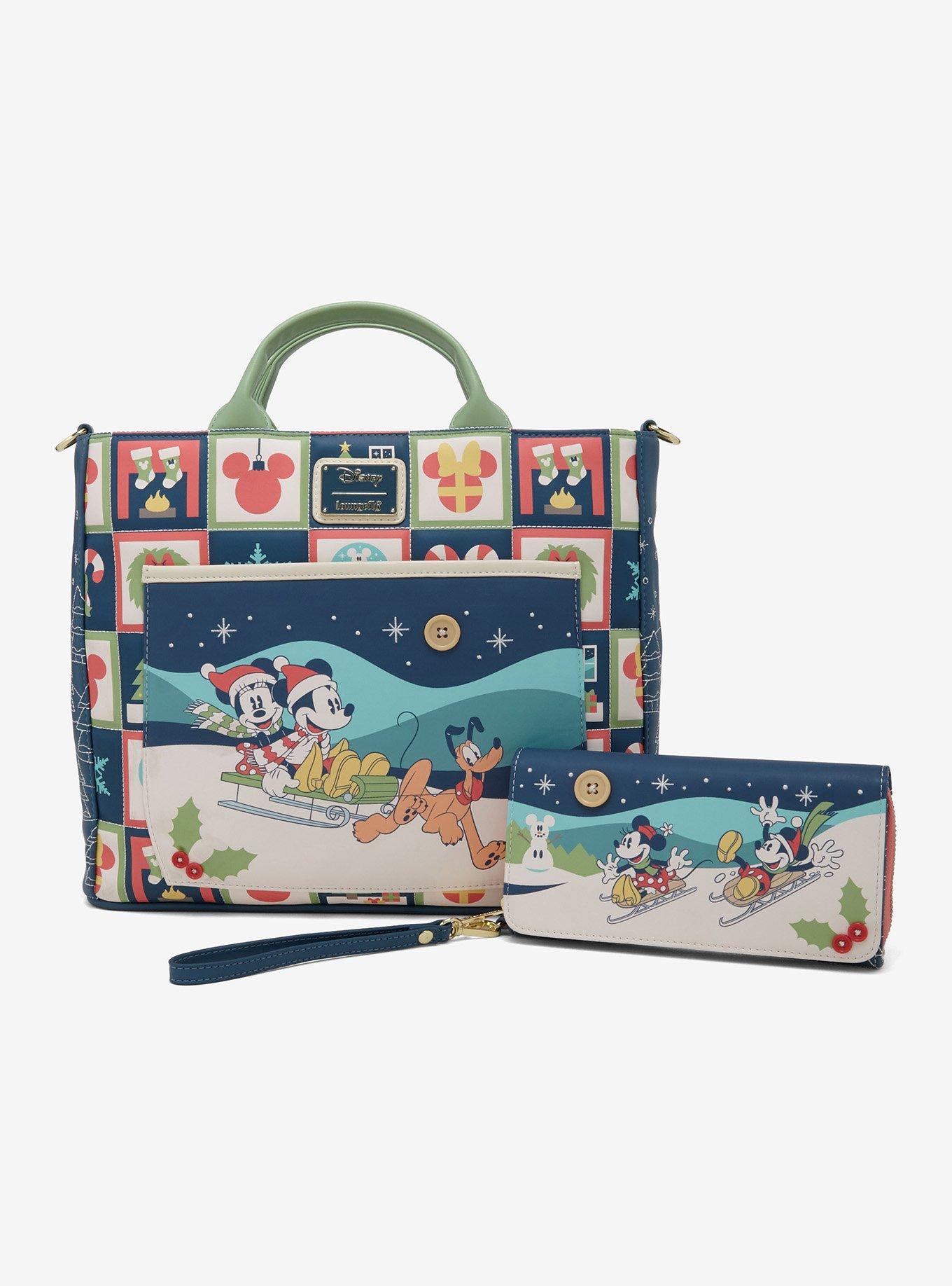 Loungefly Disney Mickey Mouse & Friends Checker Holiday Convertible Tote Bag, , alternate