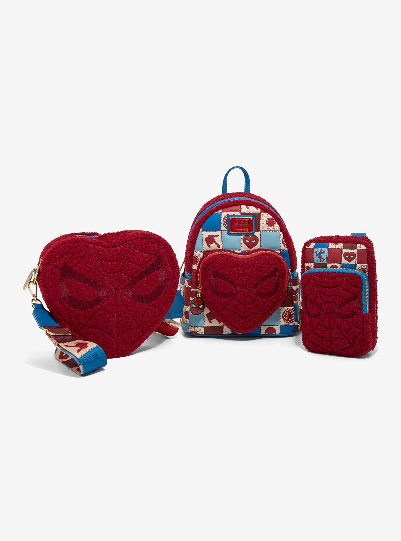 Loungefly Marvel Spider-Man Sherpa Heart Crossbody Bag, , alternate - view 5