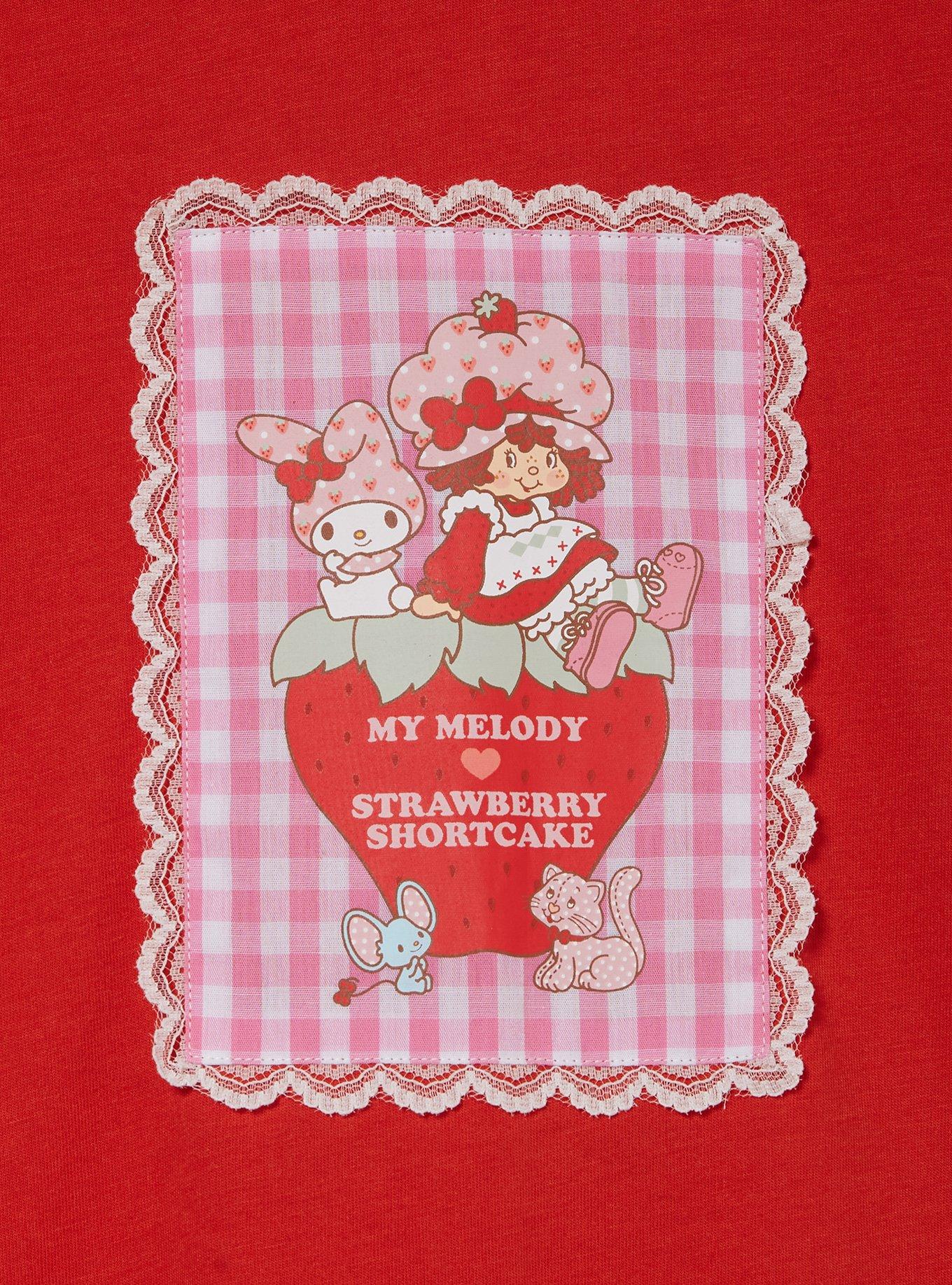 Strawberry Shortcake x Sanrio My Melody & Strawberry Gingham Patch Women's T-Shirt - BoxLunch Exclusive, , hi-res