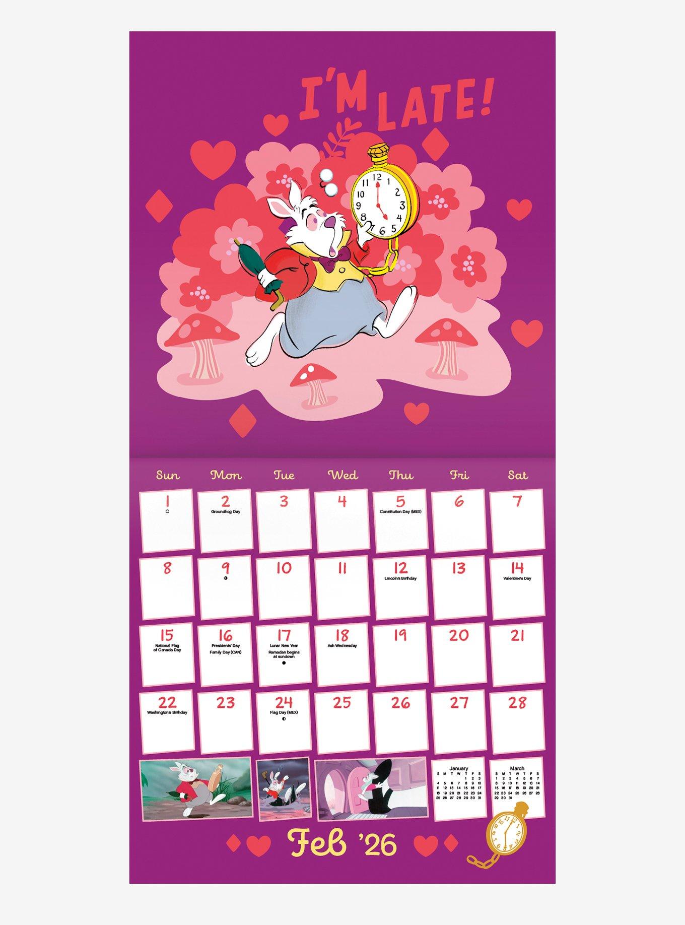 Disney Alice in Wonderland 2026 Wall Calendar