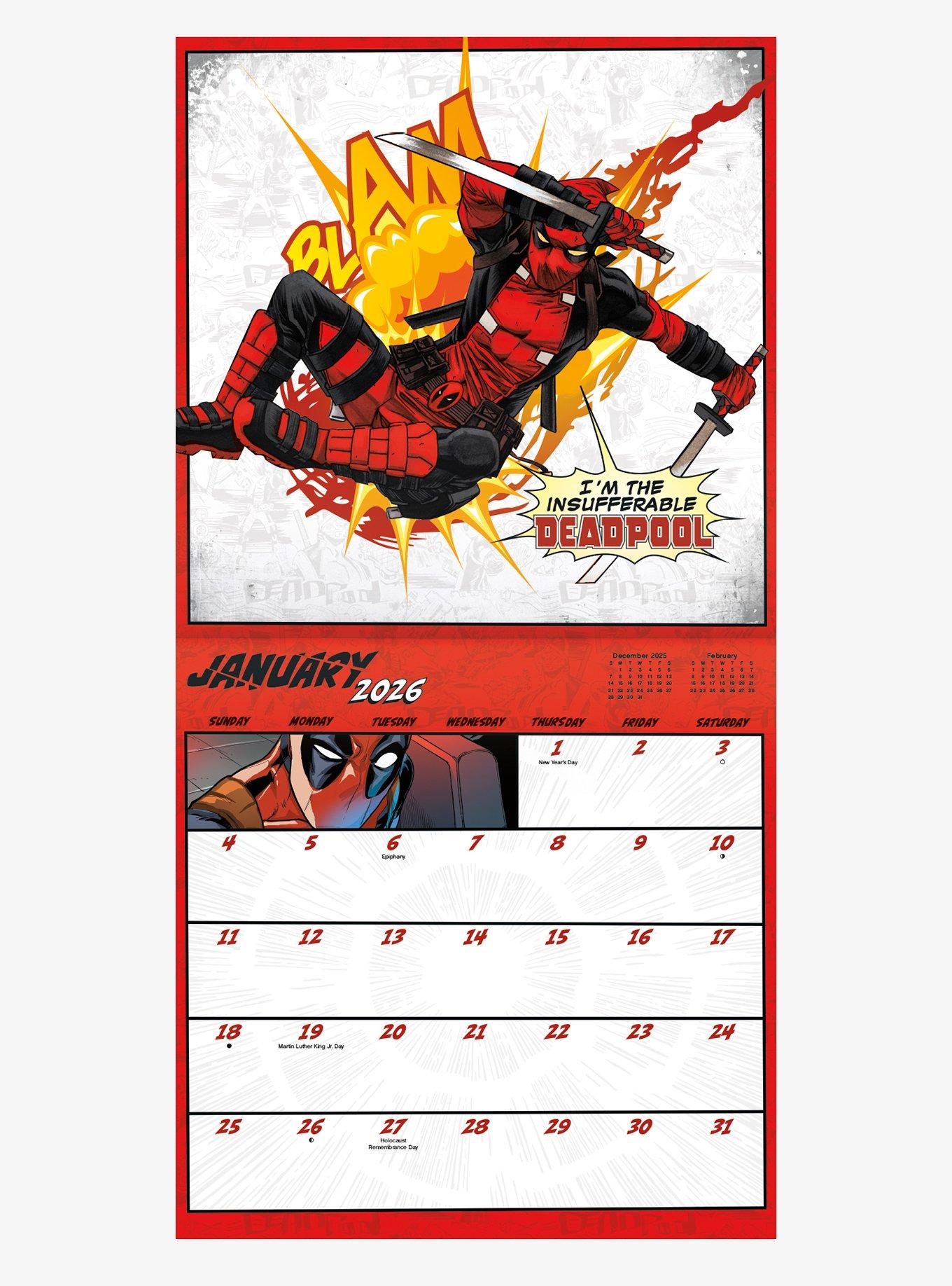Marvel Deadpool 2026 Wall Calendar, , alternate