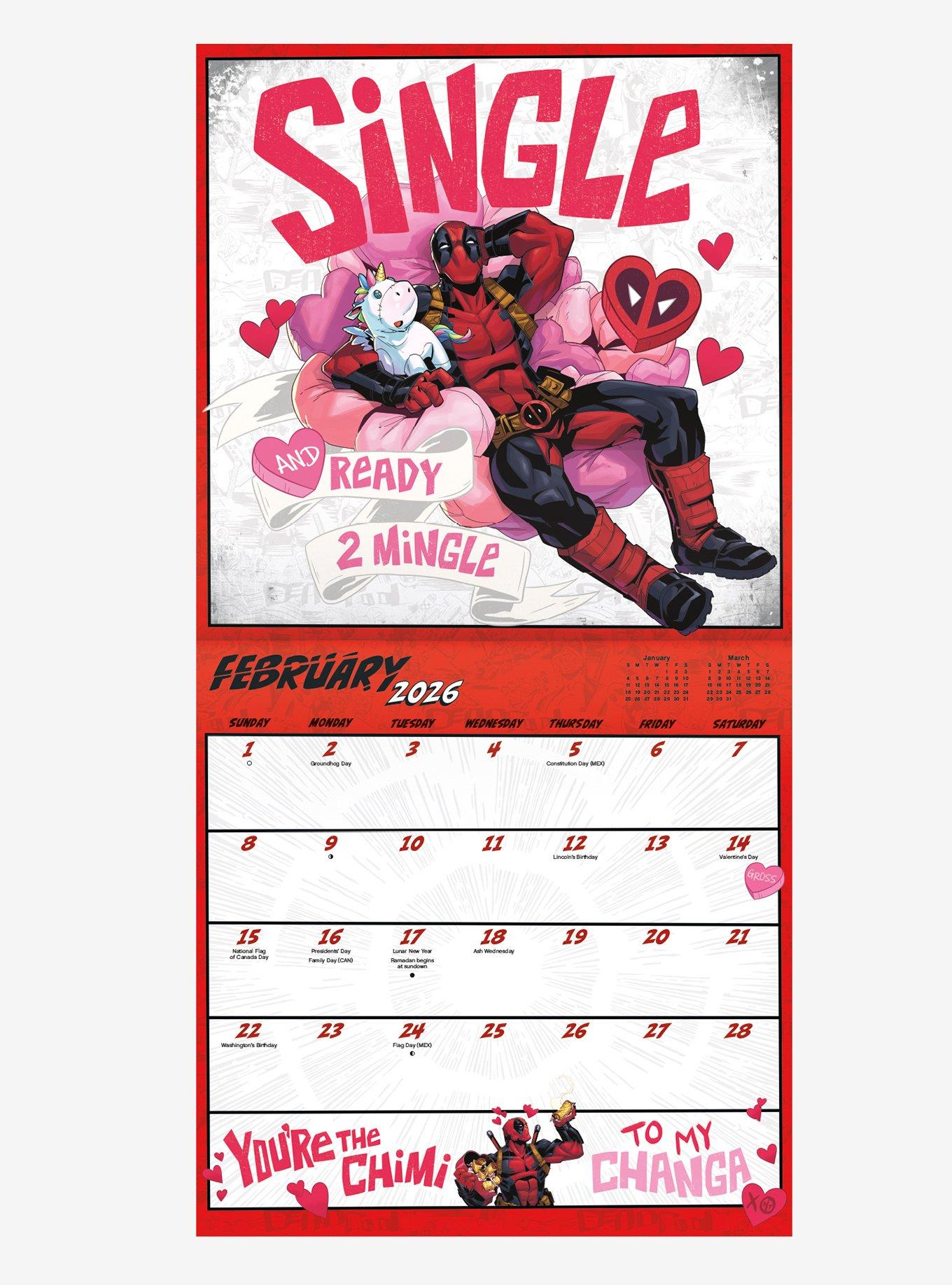 Marvel Deadpool 2026 Wall Calendar