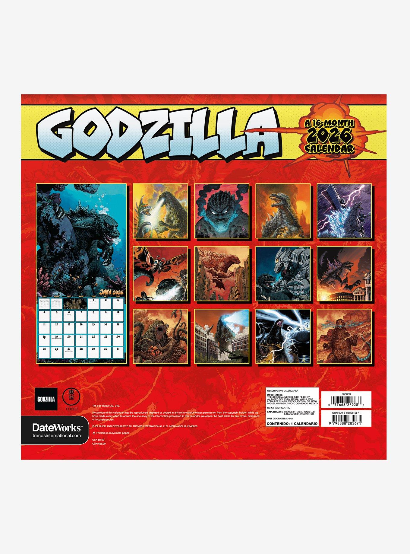 Godzilla 2026 Wall Calendar