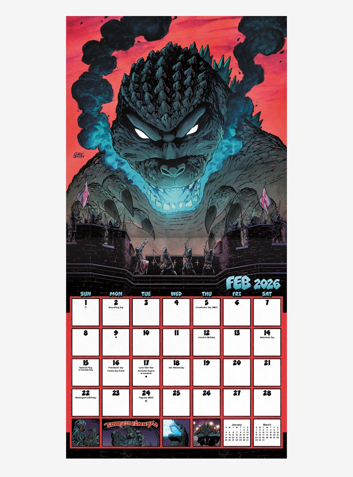 Godzilla 2026 Wall Calendar
