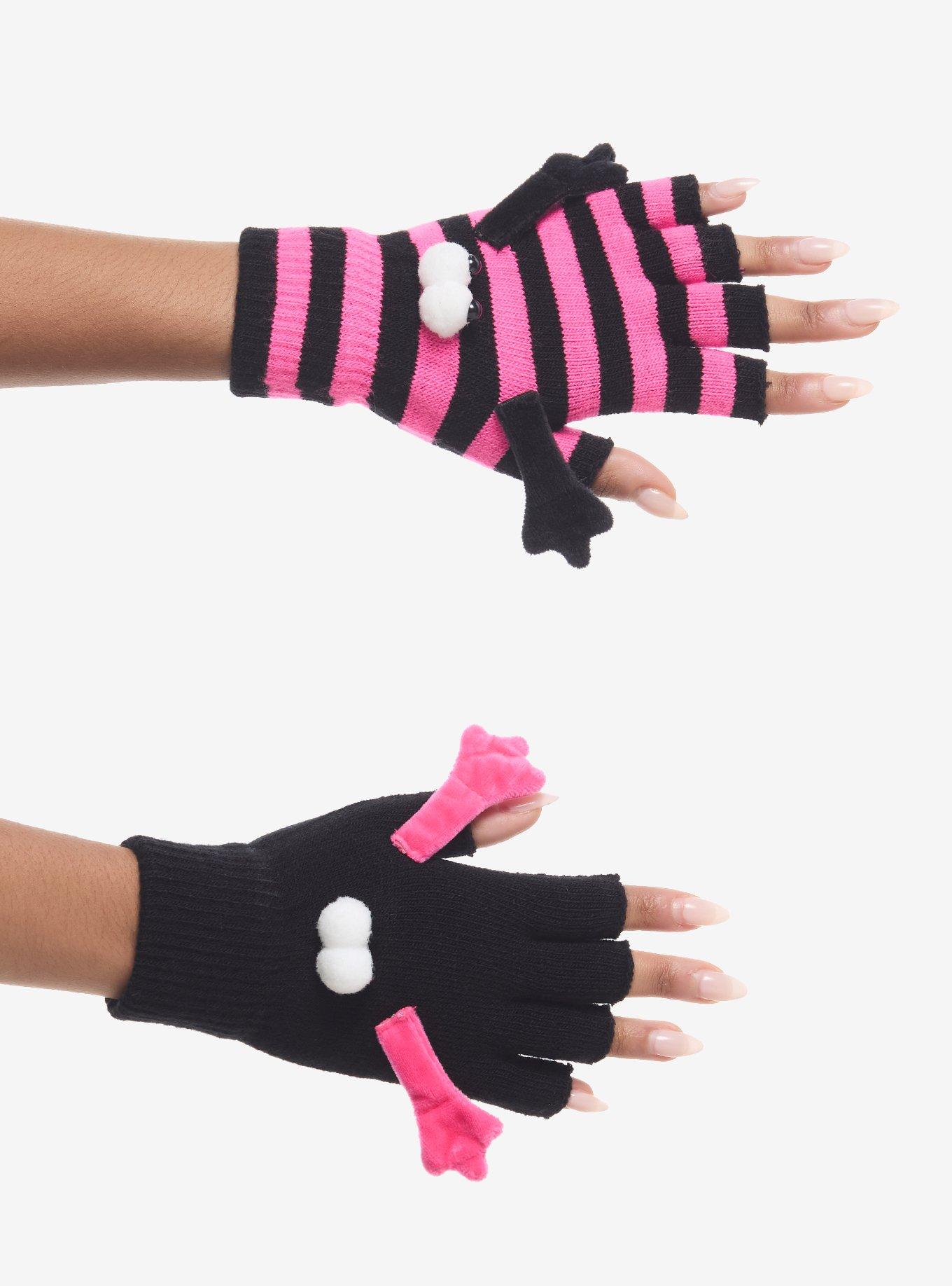 Pink & Black Magnetic Fingerless Gloves, , hi-res