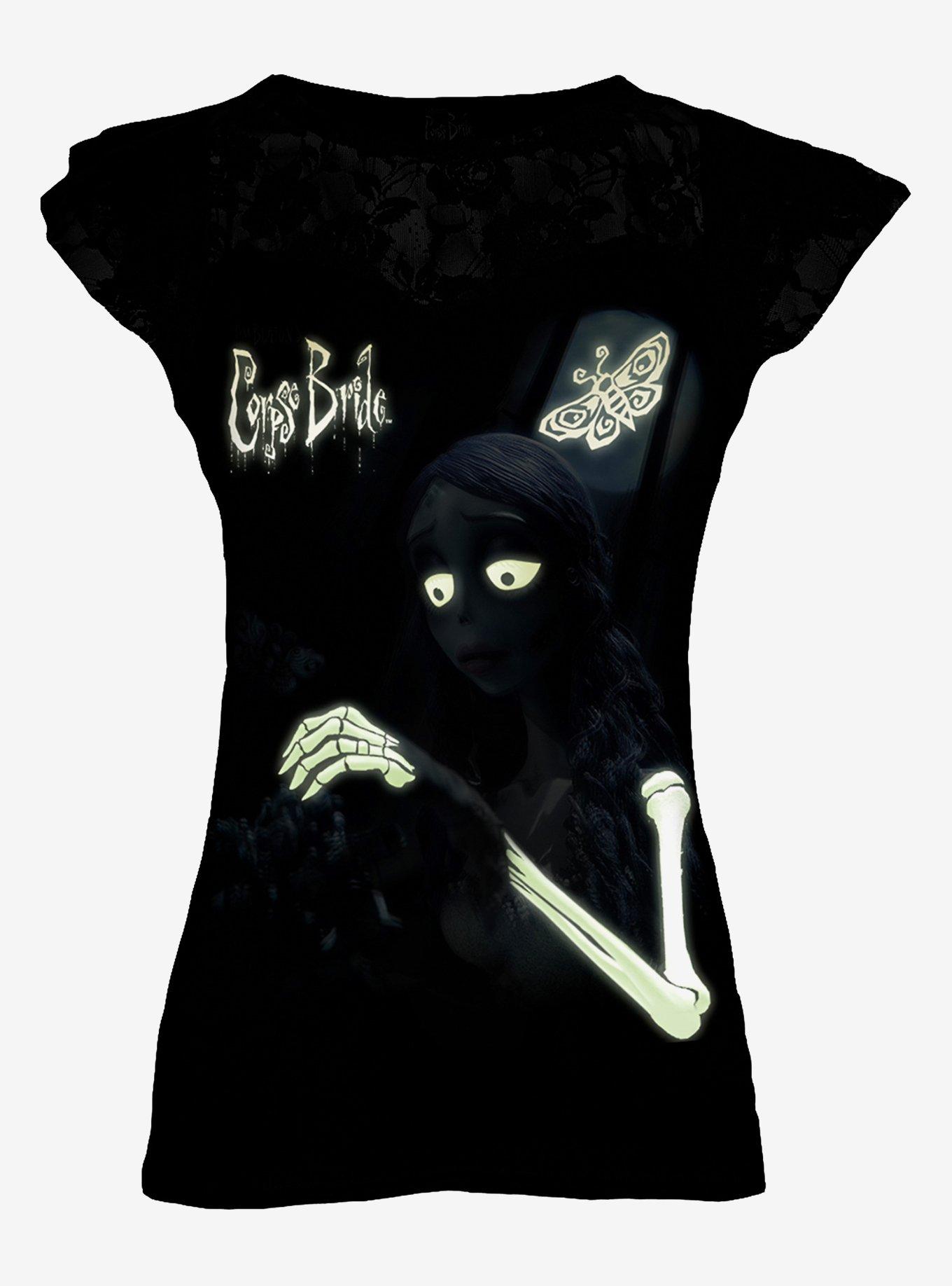 Corpse Bride (Glow In The Dark) Lace Layered Cap Sleeve Top, , hi-res