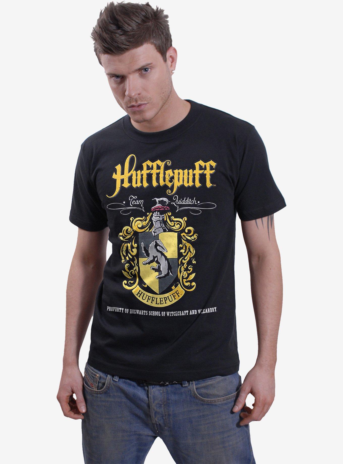 Harry Potter Hufflepuff Crest Front Print T-Shirt, BLACK, alternate