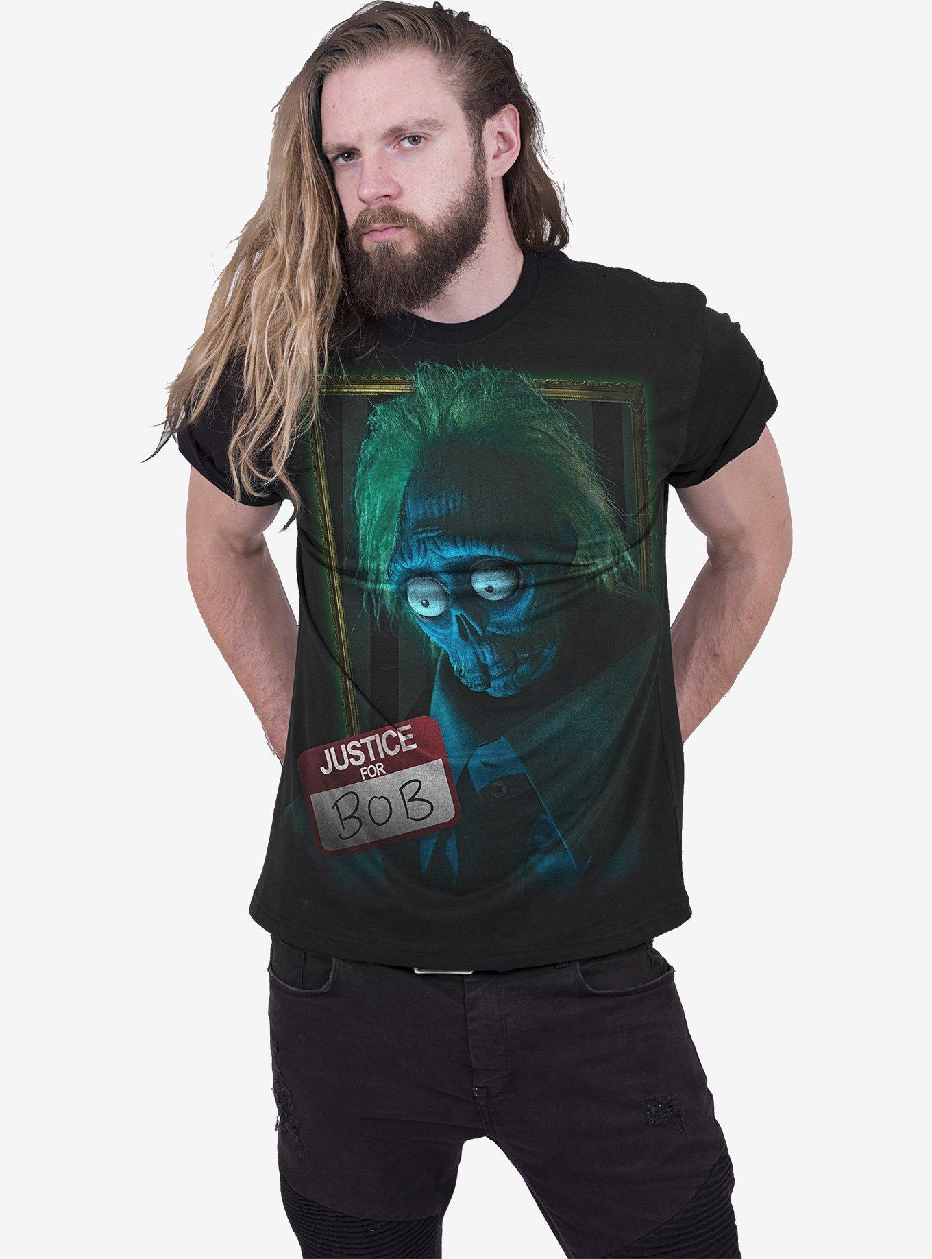 Beetlejuice 2 Justice For Bob Front Print T-Shirt, BLACK, alternate