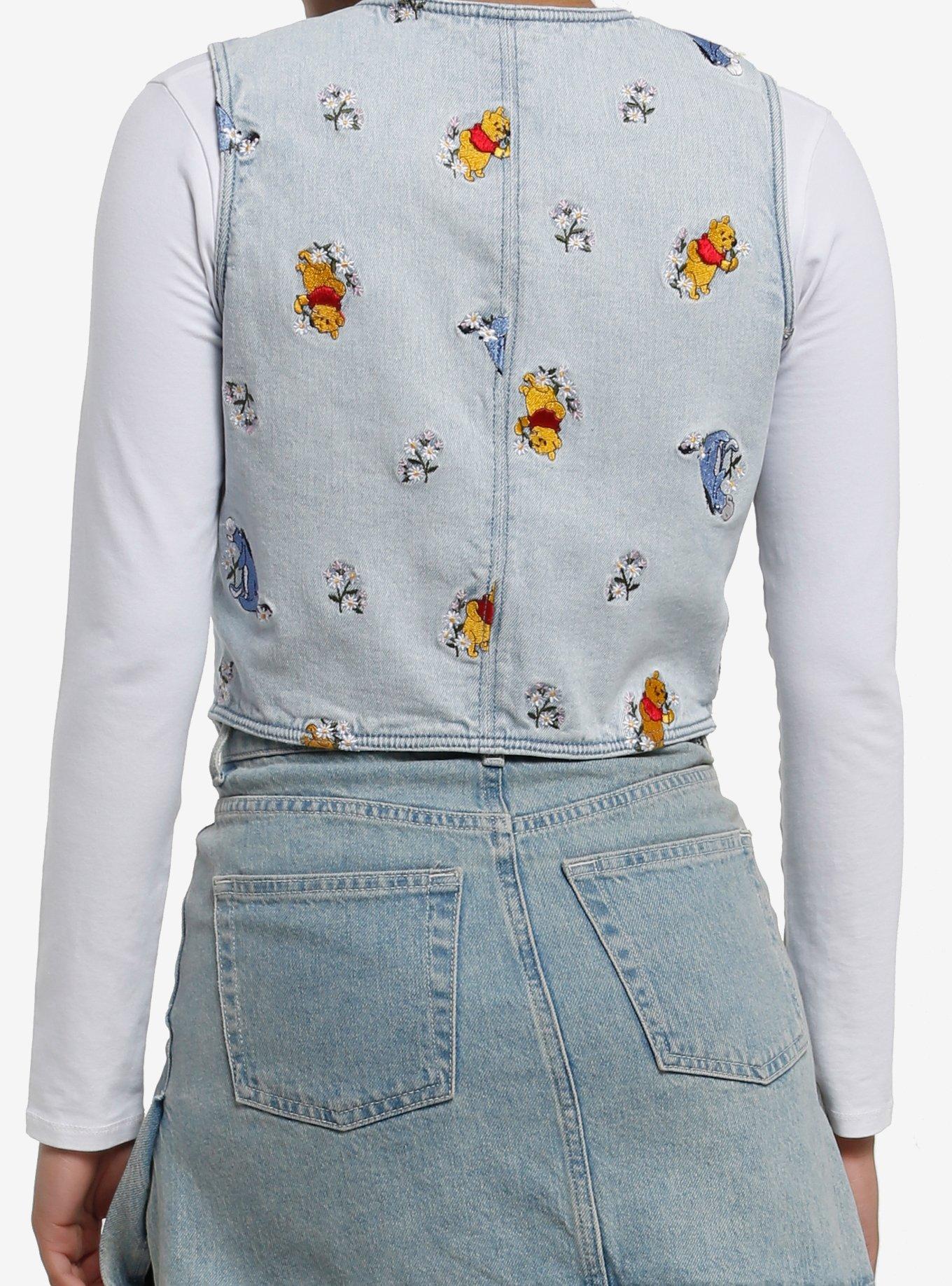 Her Universe Disney Winnie The Pooh Embroidered Girls Denim Vest, MULTI, alternate