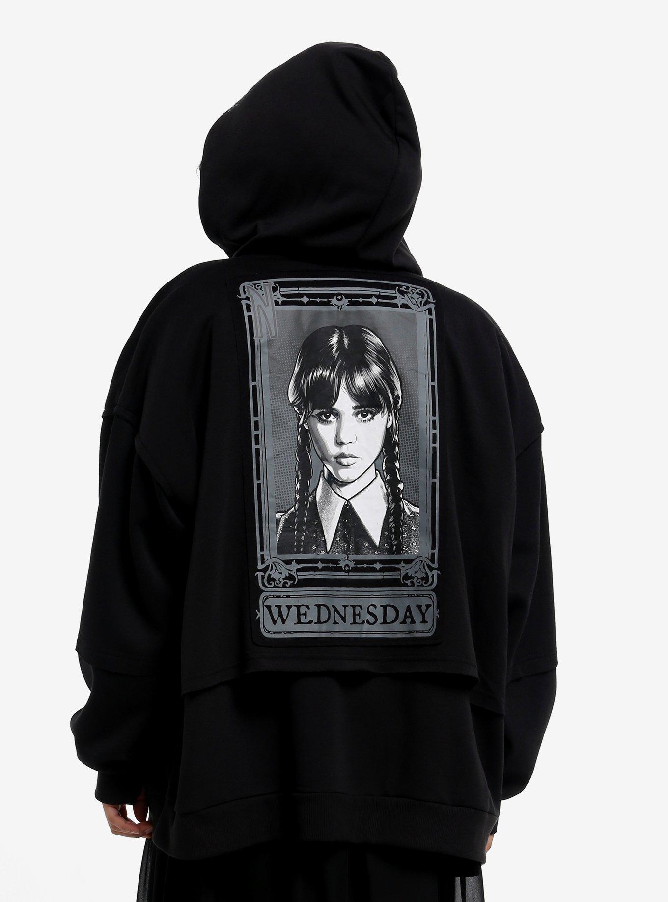 Wednesday Split Window Girls Oversized Hoodie, , hi-res