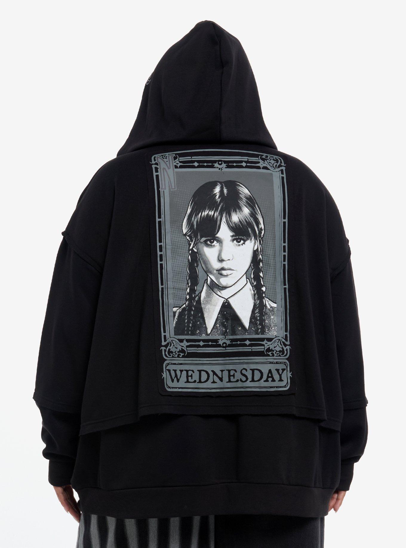 Wednesday Split Window Girls Oversized Hoodie Plus Size, , hi-res