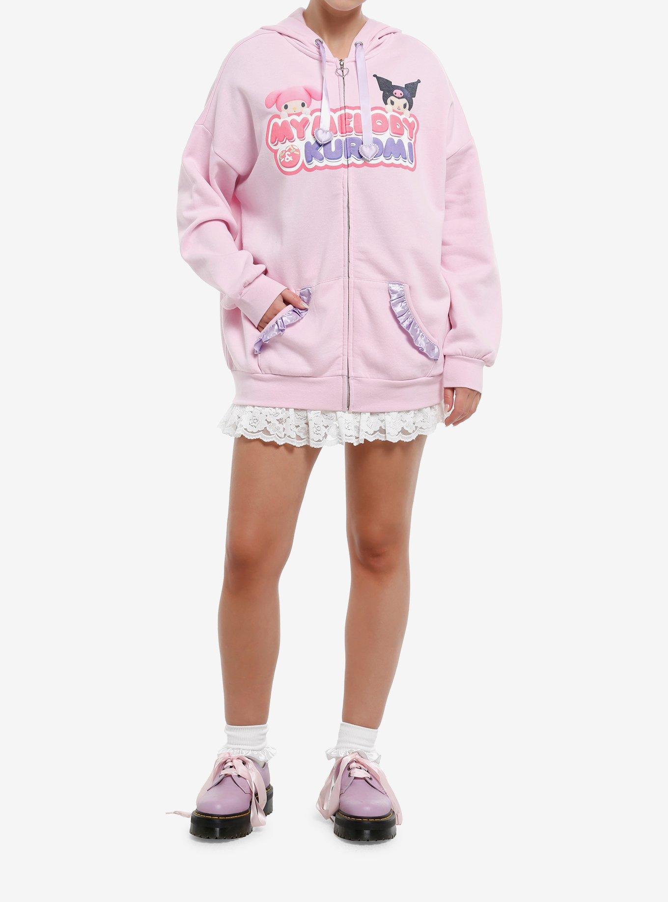 My Melody & Kuromi Ruffle Girls Oversized Hoodie, PURPLE, alternate