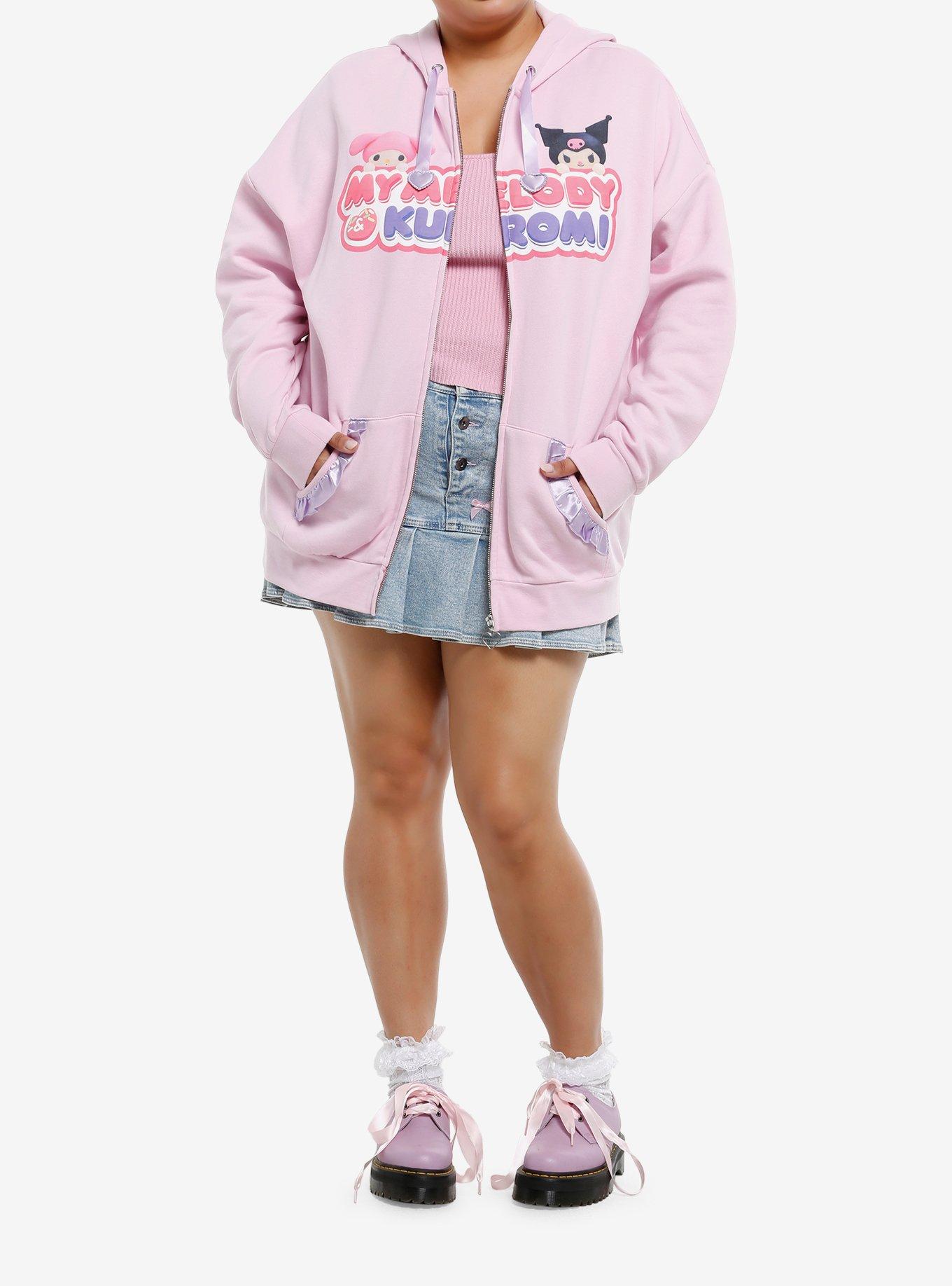 My Melody & Kuromi Ruffle Girls Oversized Hoodie Plus Size, PURPLE, alternate