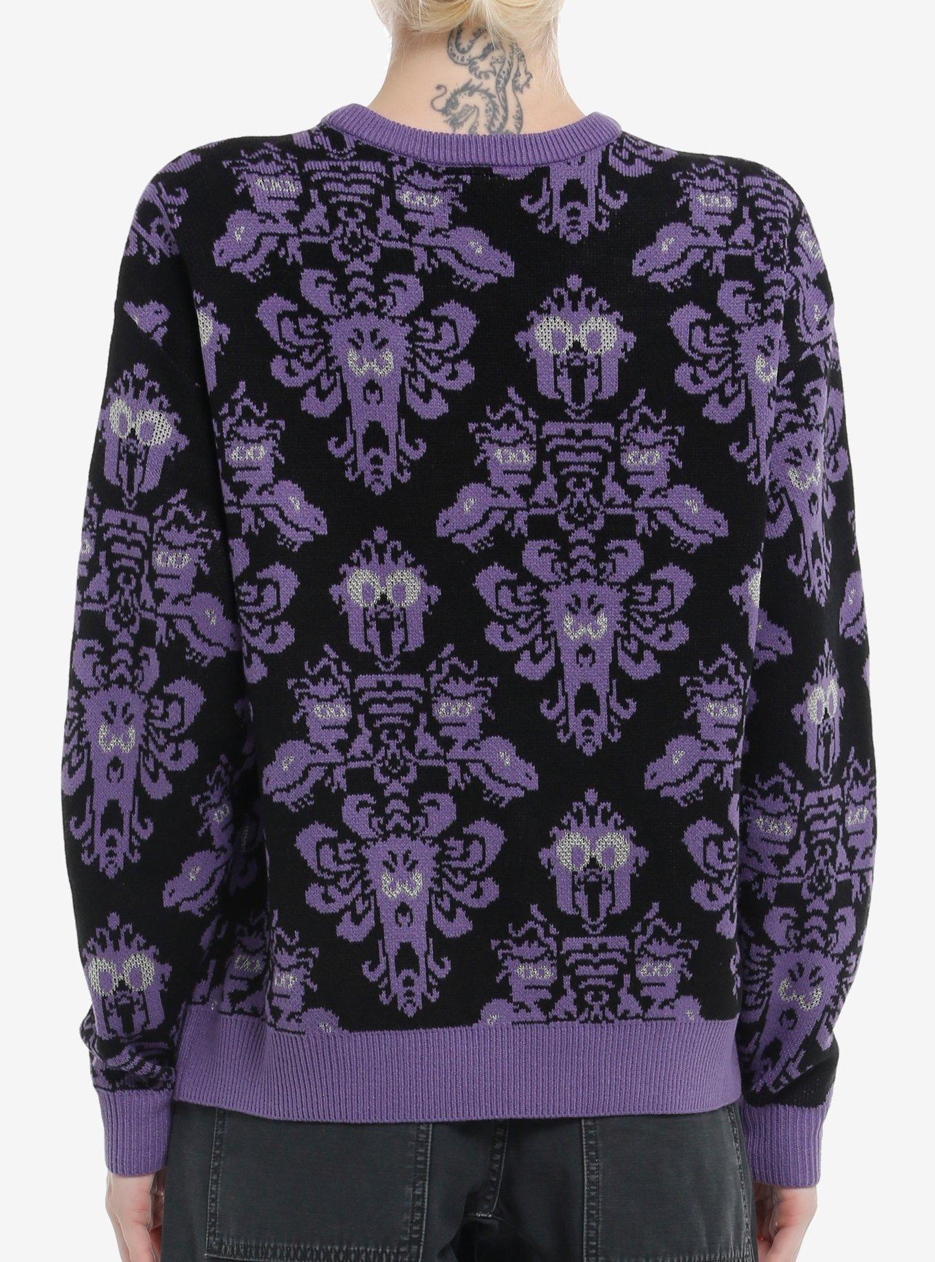 Her Universe Disney Muppets Haunted Mansion Wallpaper Glow-In-The-Dark Girls Sweater, MULTI, alternate