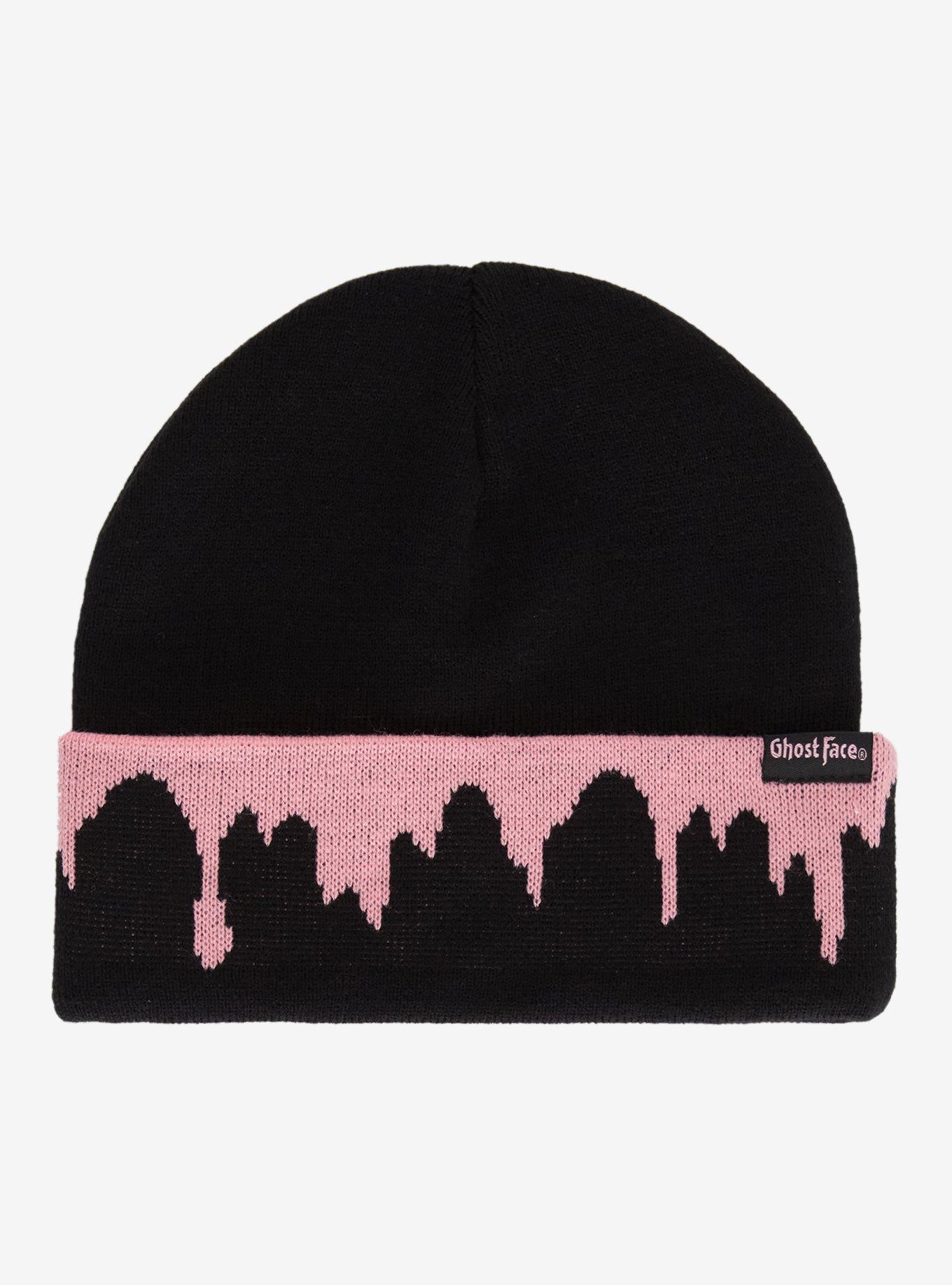 Ghost Face Pink Drip Rhinestone Watchman Beanie, , hi-res
