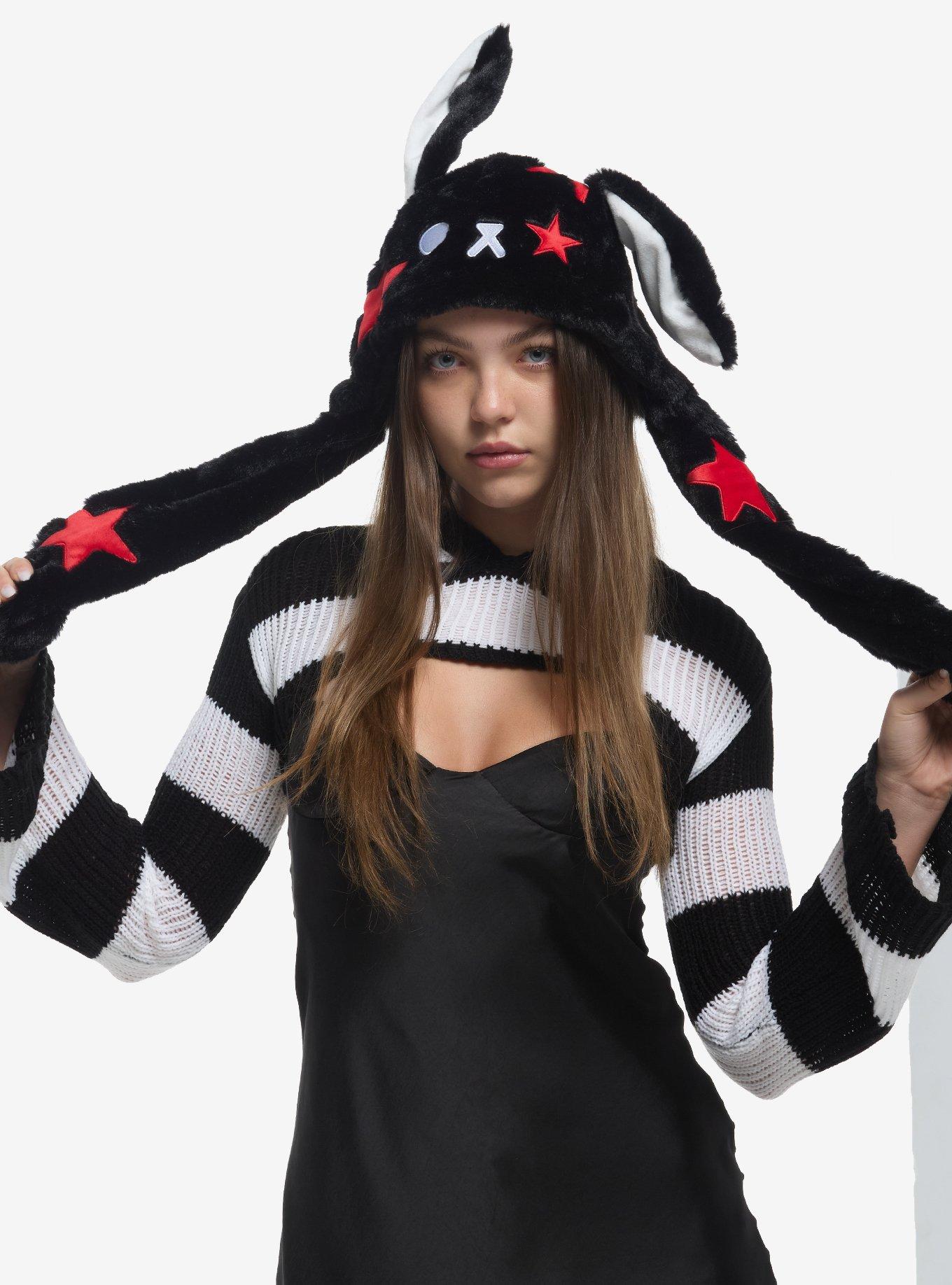 Red Star Bunny Tassel Beanie With Movable Ears, , hi-res