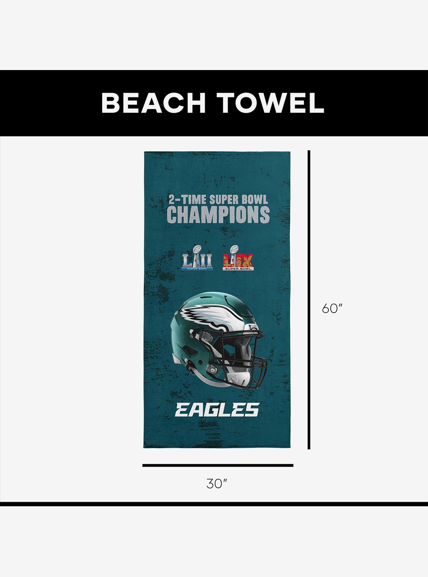 NFL 2025 Super Bowl LIX Philadelphia Eagles Multi Champ Unstoppable Beach Towel, , alternate