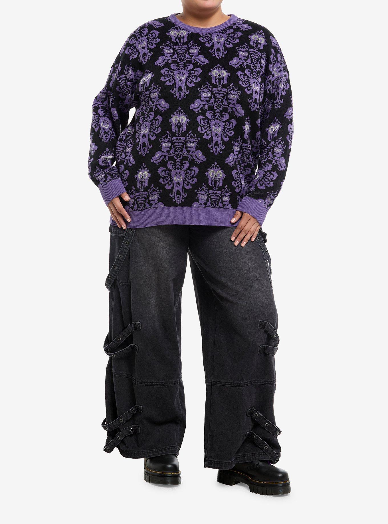 Her Universe Disney Muppets Haunted Mansion Wallpaper Glow-In-The-Dark Sweater Plus Size, , hi-res