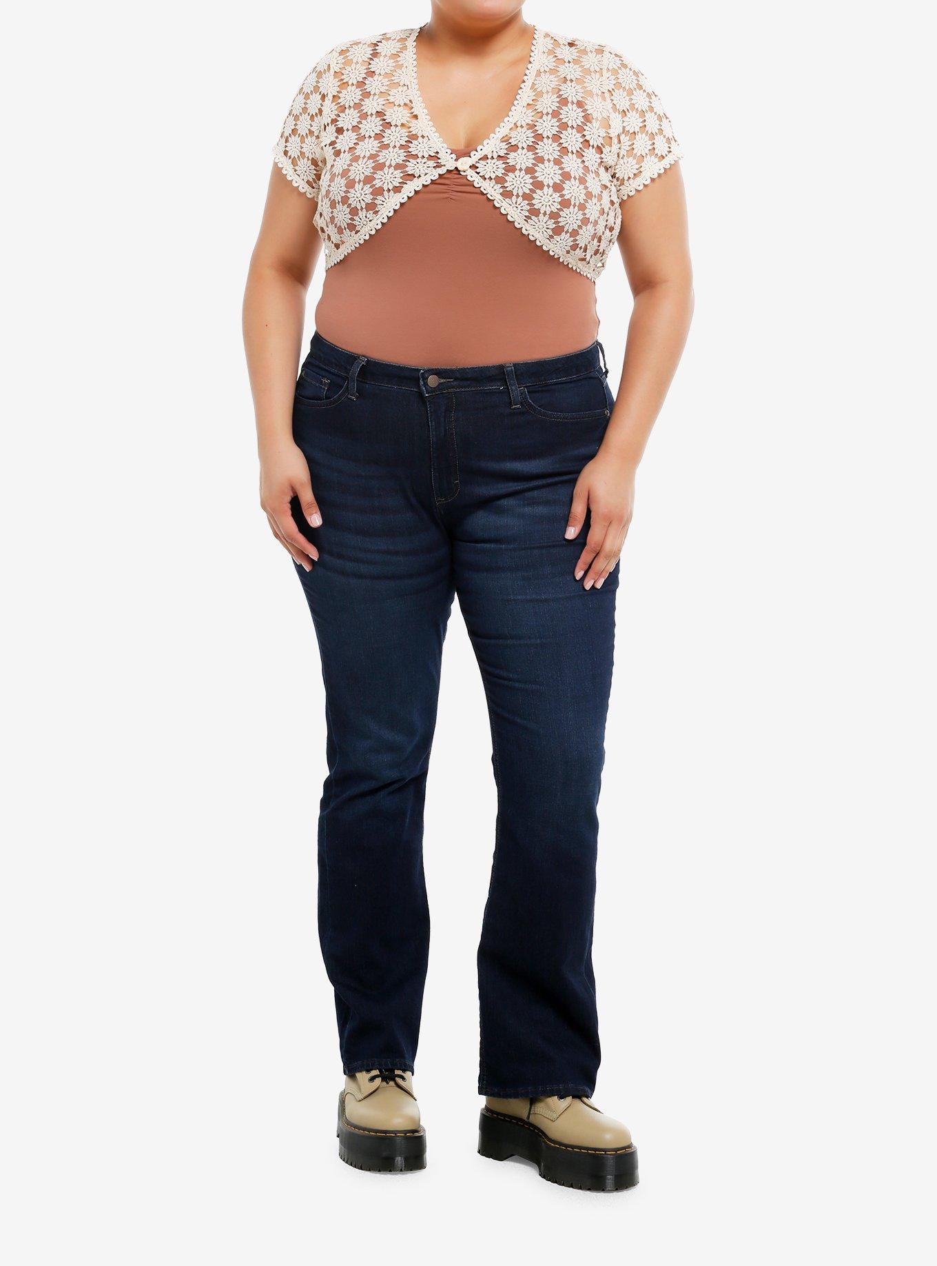 Thorn & Fable Ivory Floral Girls Short-Sleeve Bolero Plus Size, , hi-res