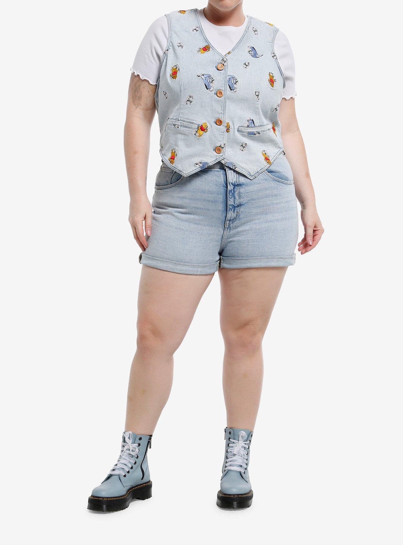 Her Universe Disney Winnie The Pooh Embroidered Denim Vest Plus Size, , hi-res