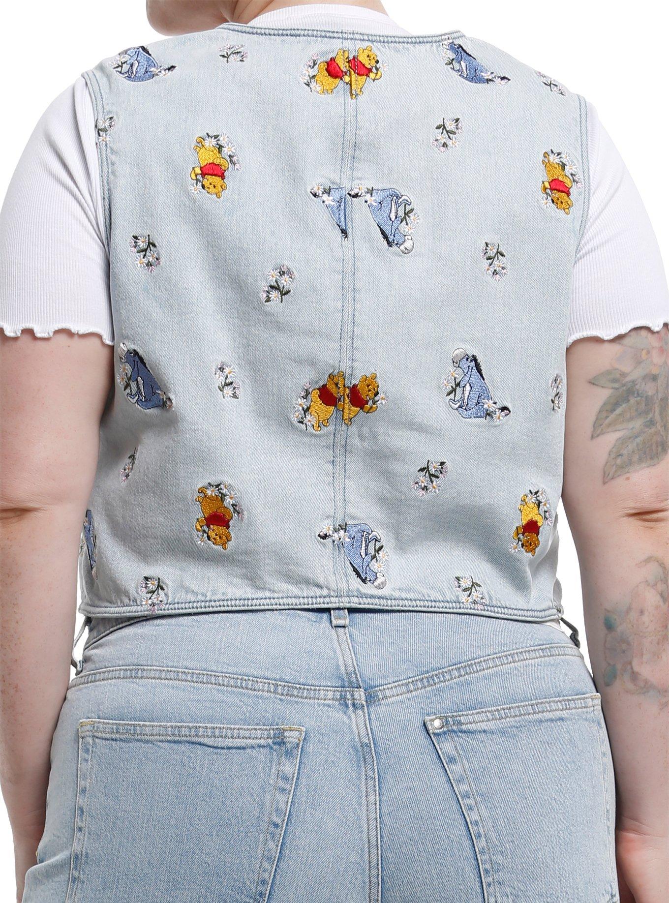 Her Universe Disney Winnie The Pooh Embroidered Denim Vest Plus Size, MULTI, alternate