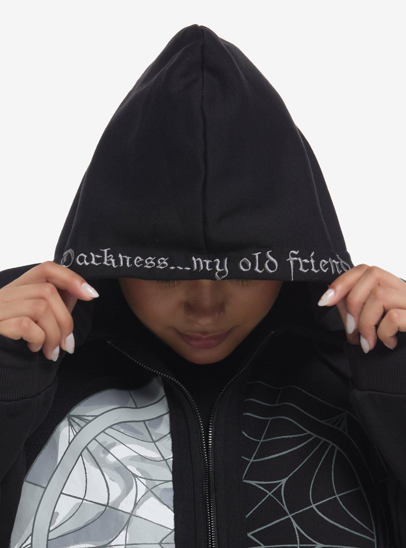 Wednesday Split Window Oversized Hoodie Plus Size, BLACK  WHITE, alternate