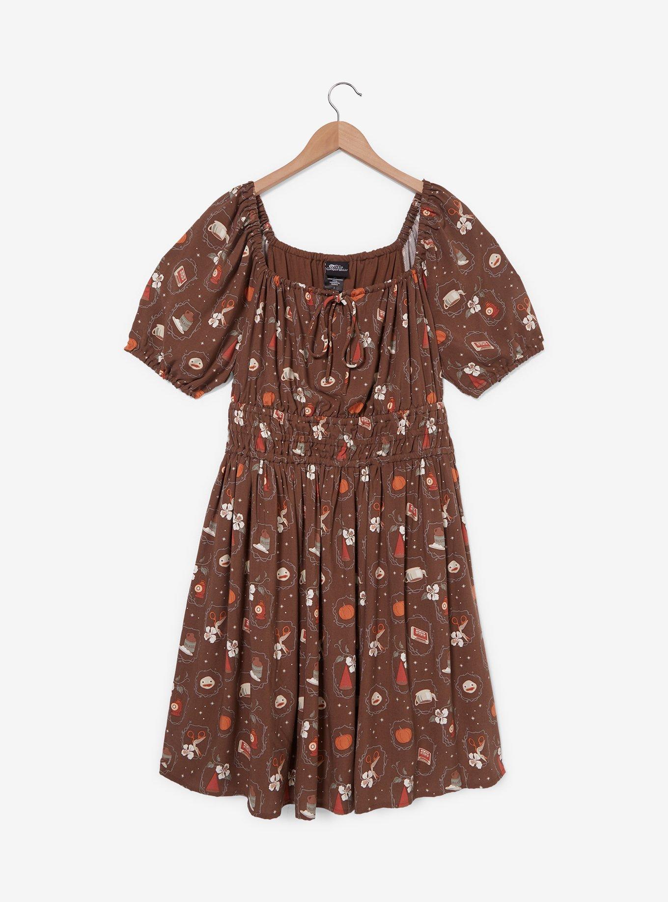 Over the Garden Wall Floral Icons Allover Print Plus Size Smock Dress, , hi-res