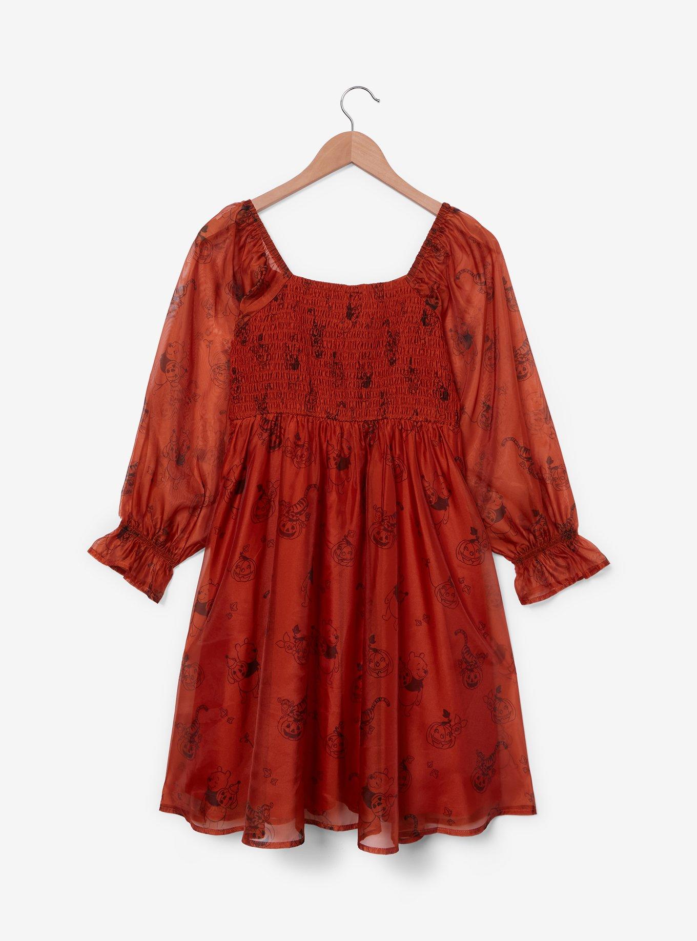 Disney Winnie the Pooh Halloween Allover Print Long Sleeve Dress - BoxLunch Exclusive, , hi-res