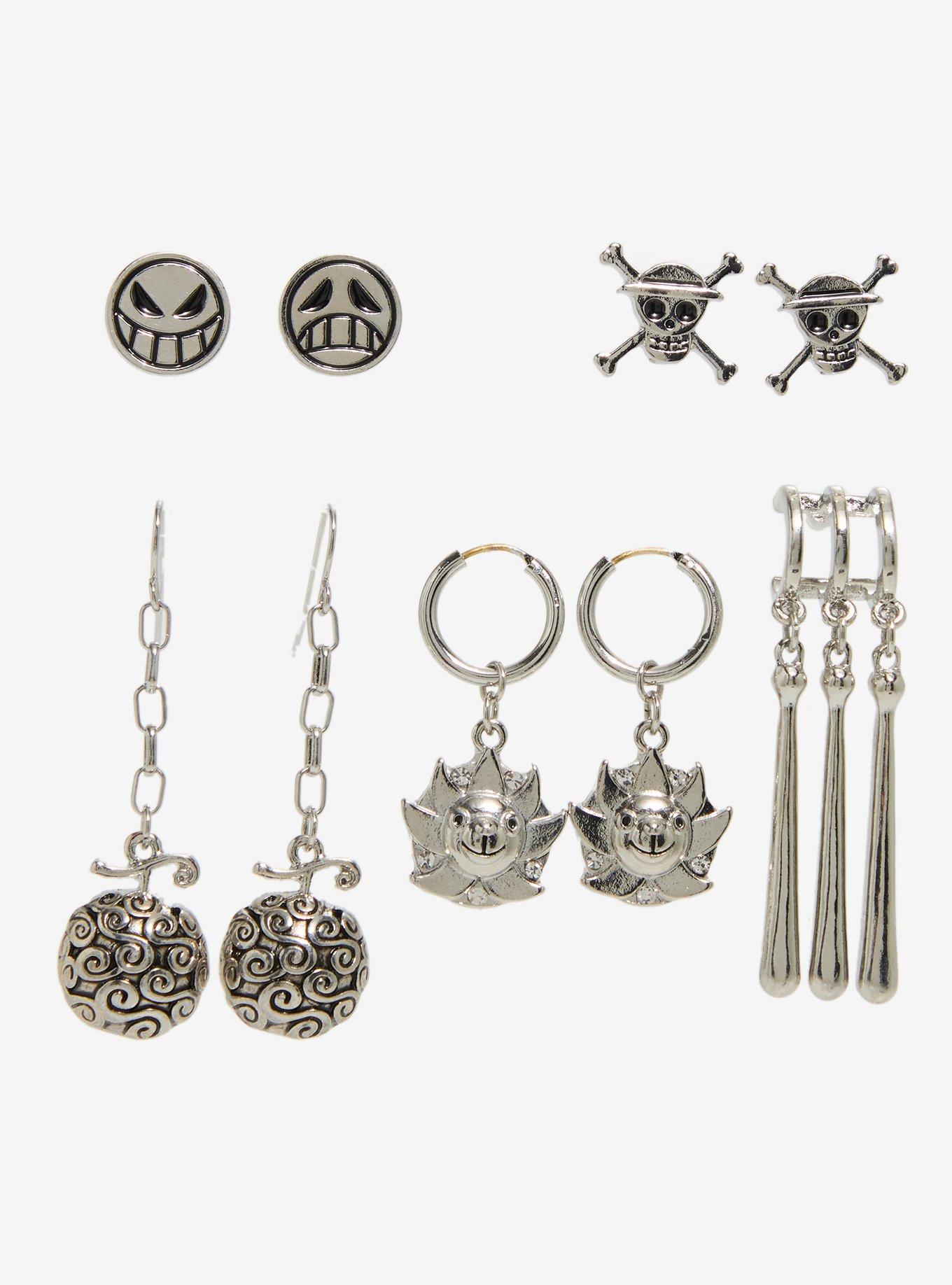 One Piece Silver Icons Earring Set - BoxLunch Exclusive, , hi-res