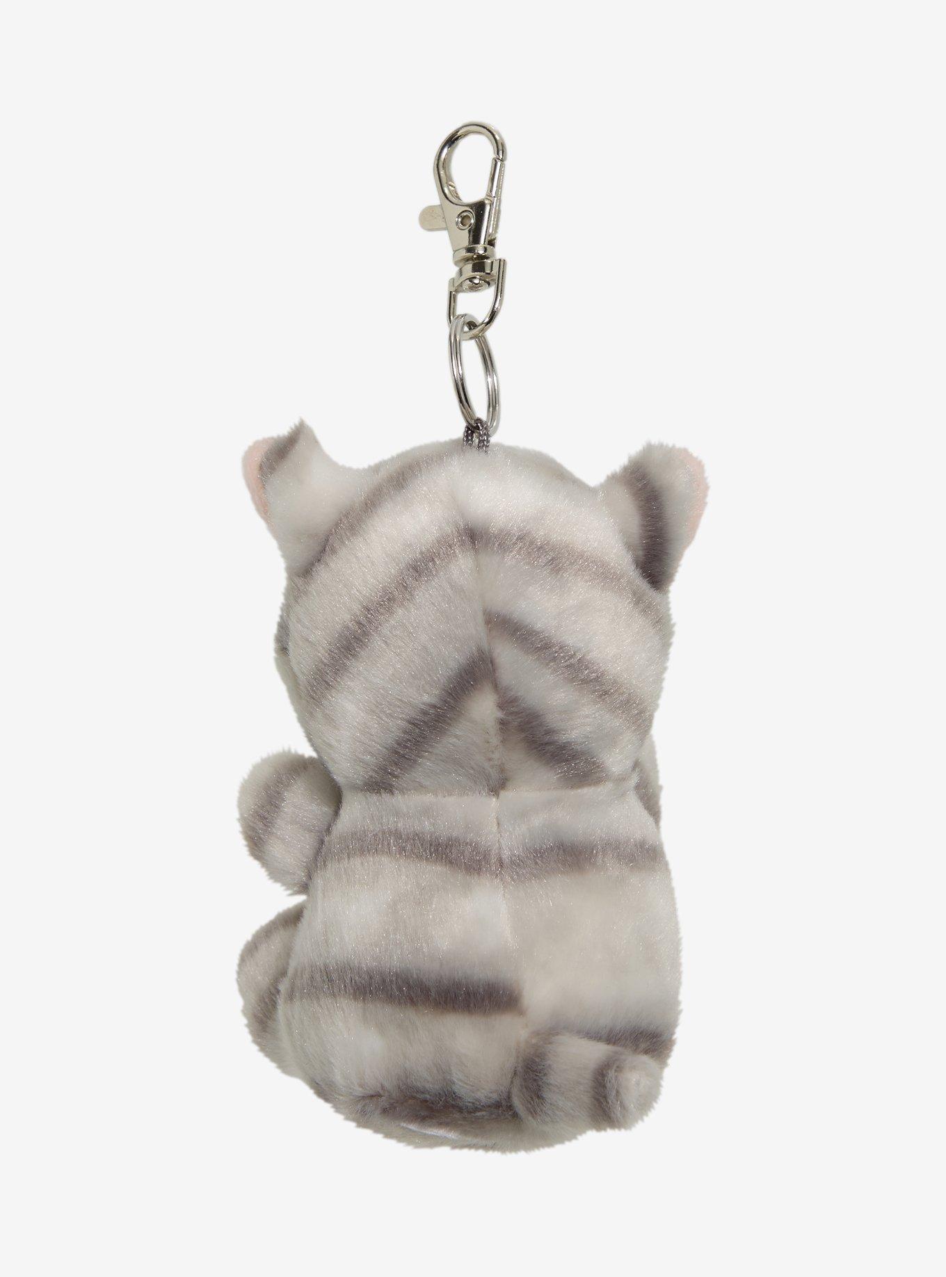 Aurora Palm Pals Silver Kitty Plush Key Chain, , hi-res