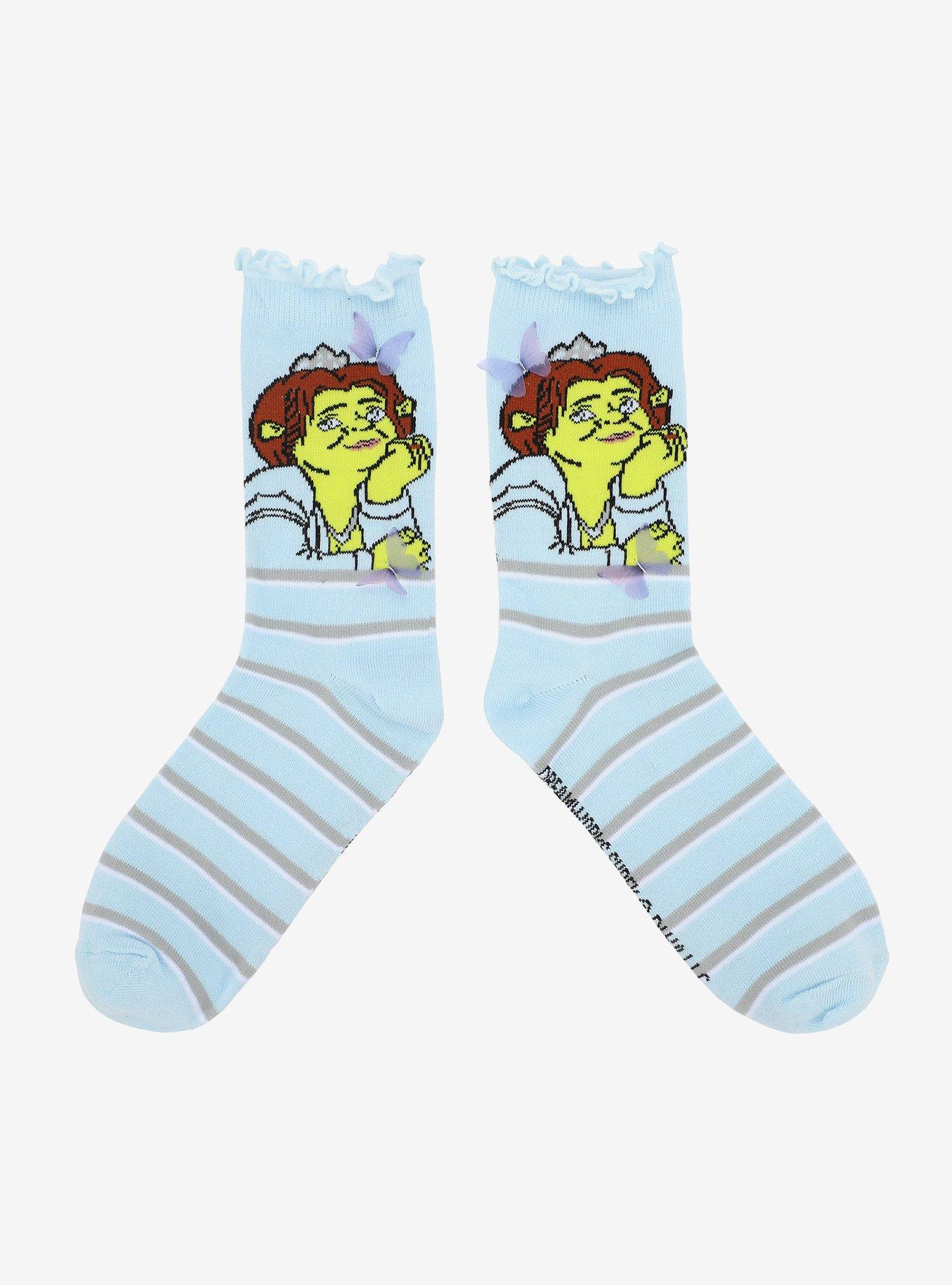 Shrek Fiona Butterfly Stripe Crew Socks, , hi-res