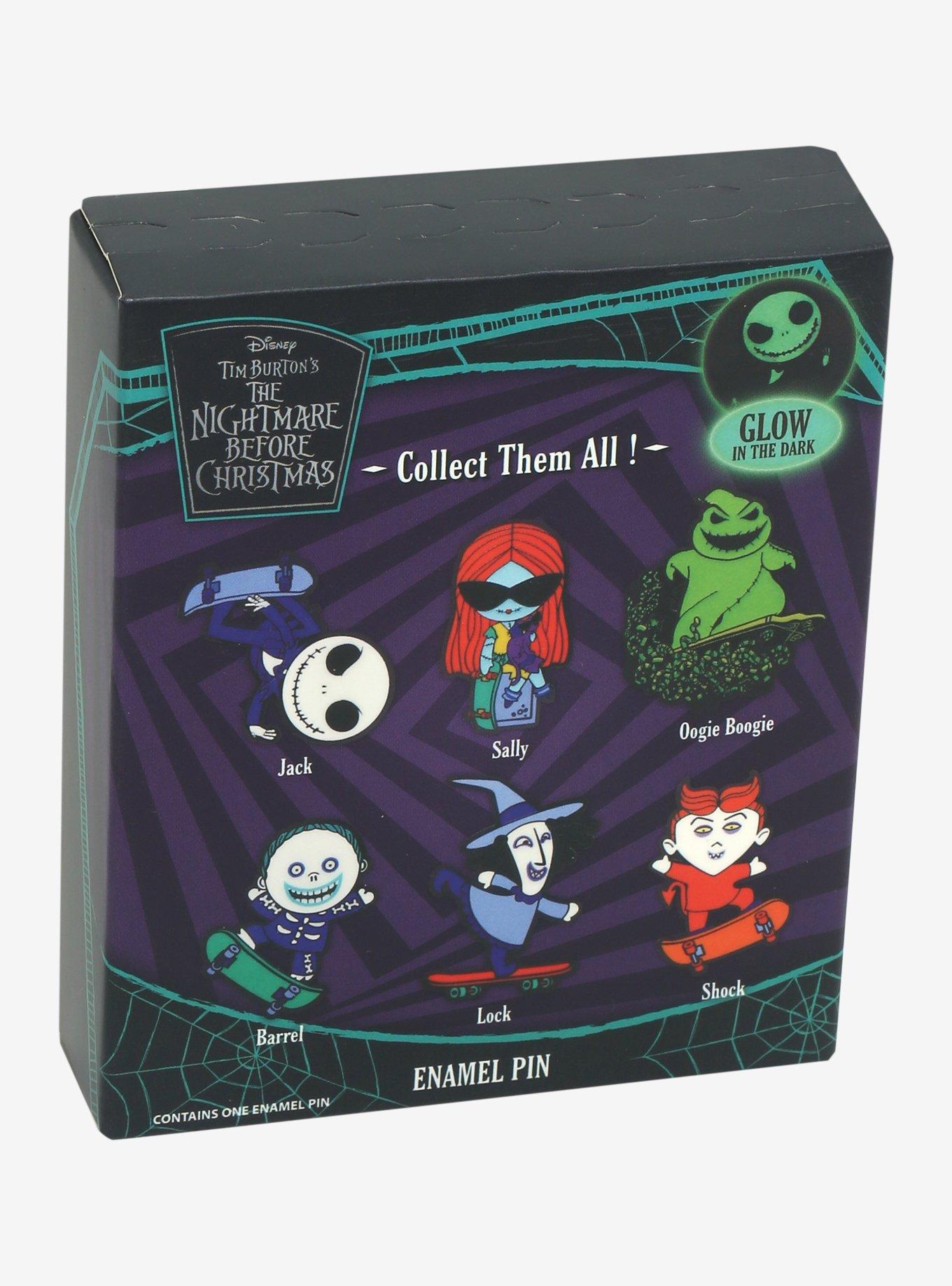 The Nightmare Before Christmas Skateboard Glow-In-The-Dark Blind Box Enamel Pin, , alternate