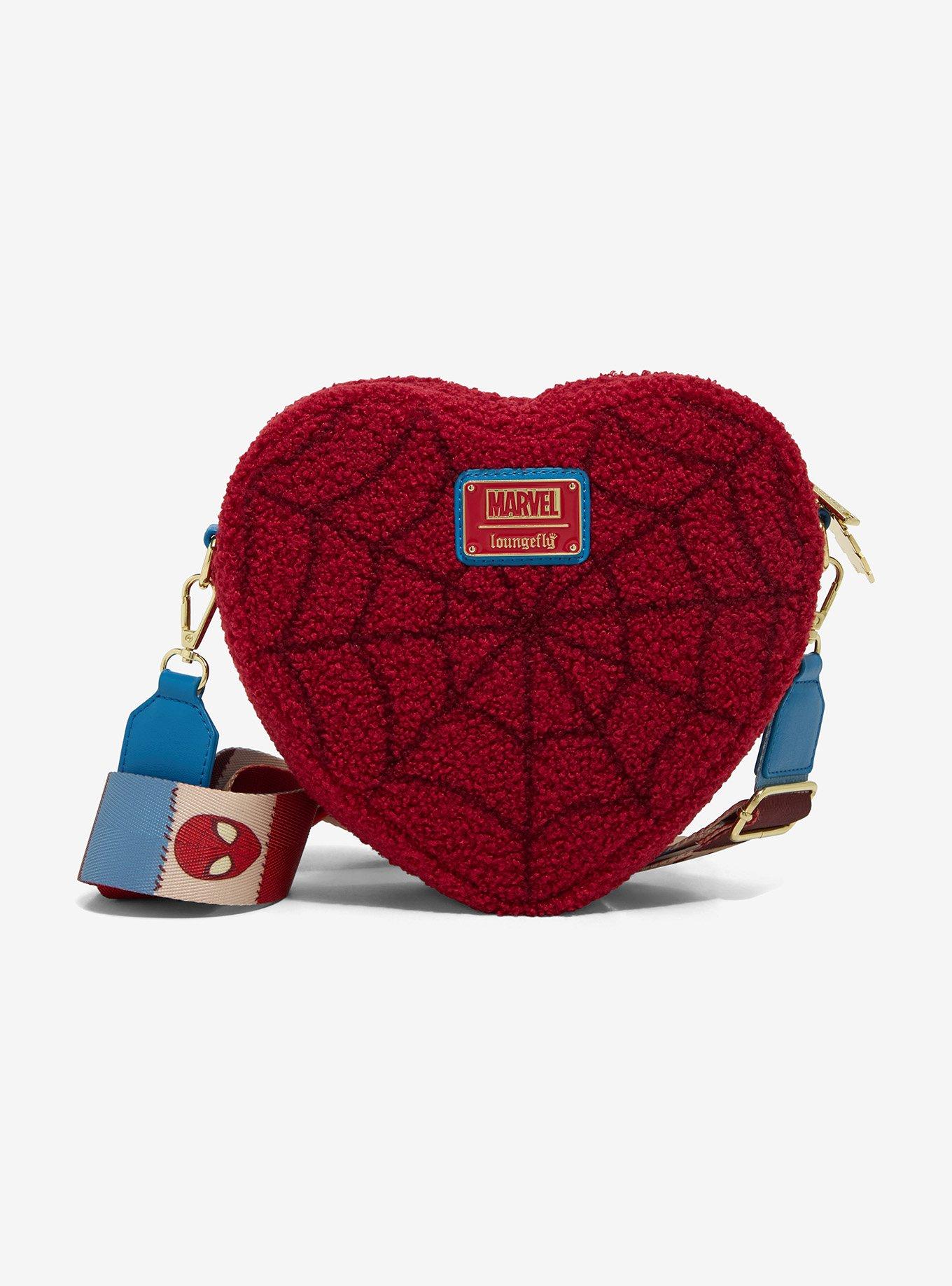 Loungefly Marvel Spider-Man Sherpa Heart Crossbody Bag, , alternate