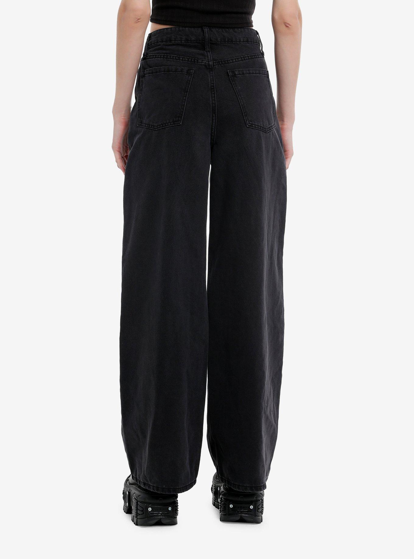 Social Collision Skull & Cross Hi-Rise Wide Leg Jeans, , hi-res