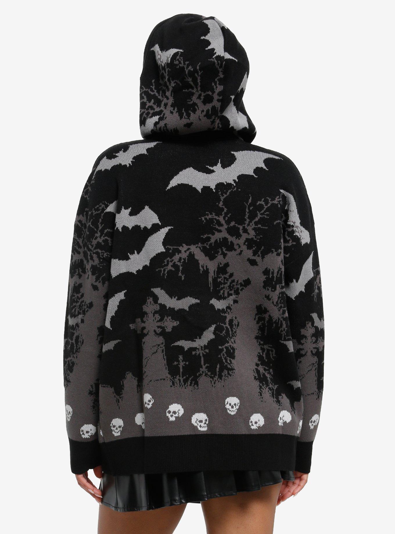 Cosmic Aura Graveyard Scene Hooded Girls Cardigan, GREY, alternate