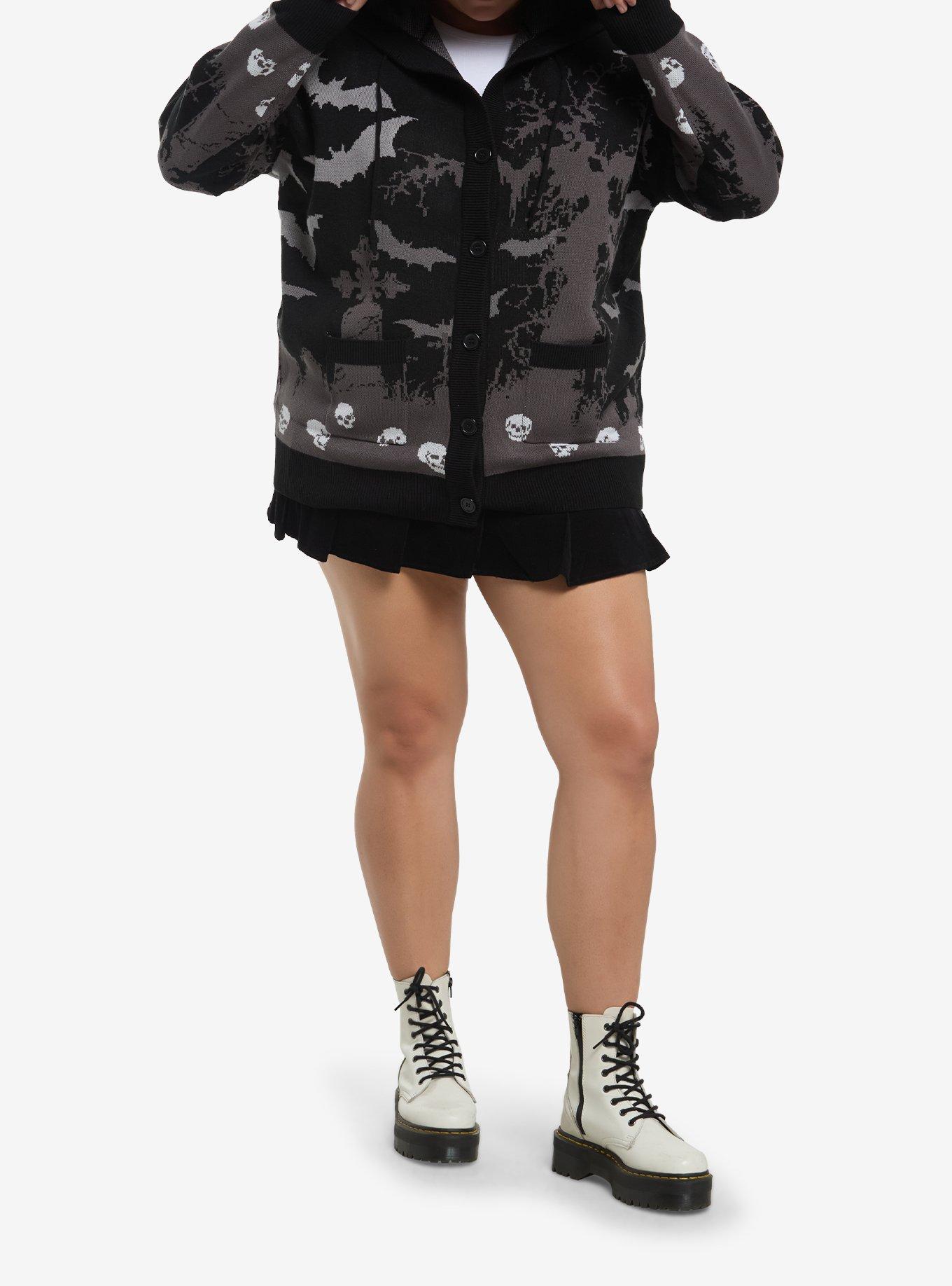 Cosmic Aura Graveyard Scene Hooded Girls Cardigan Plus Size, , hi-res