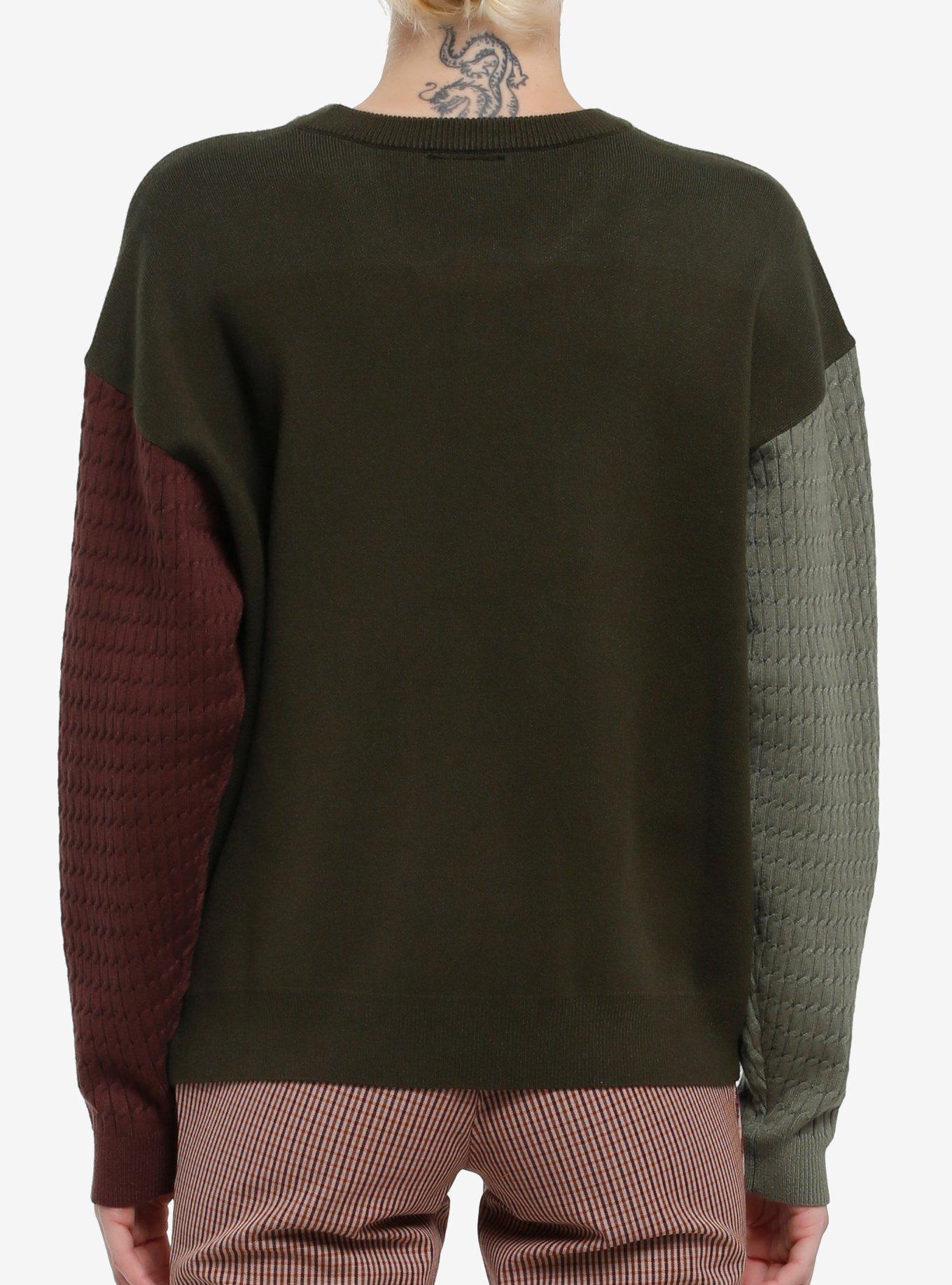 Thorn & Fable Frog Friends Girls Sweater, BROWN, alternate