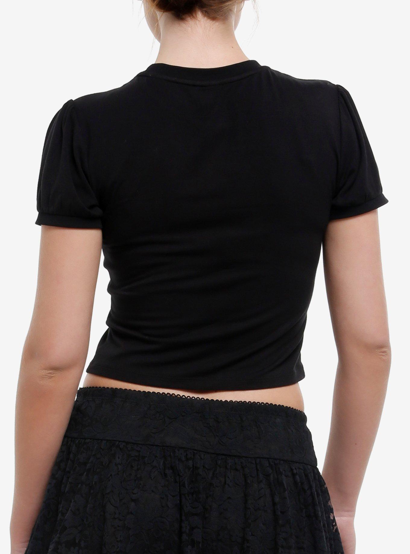 Cosmic Aura Black Mesh Key Hole Bat Charm Girls Baby T-Shirt, BLACK, alternate