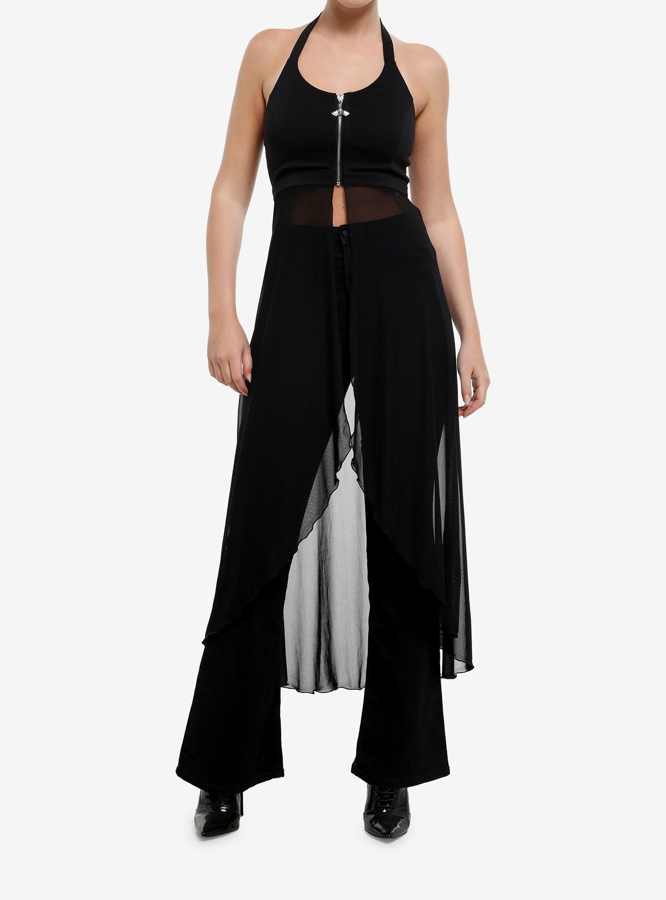Cosmic Aura Bat Zipper Mesh Drape Girls Halter Top, , hi-res