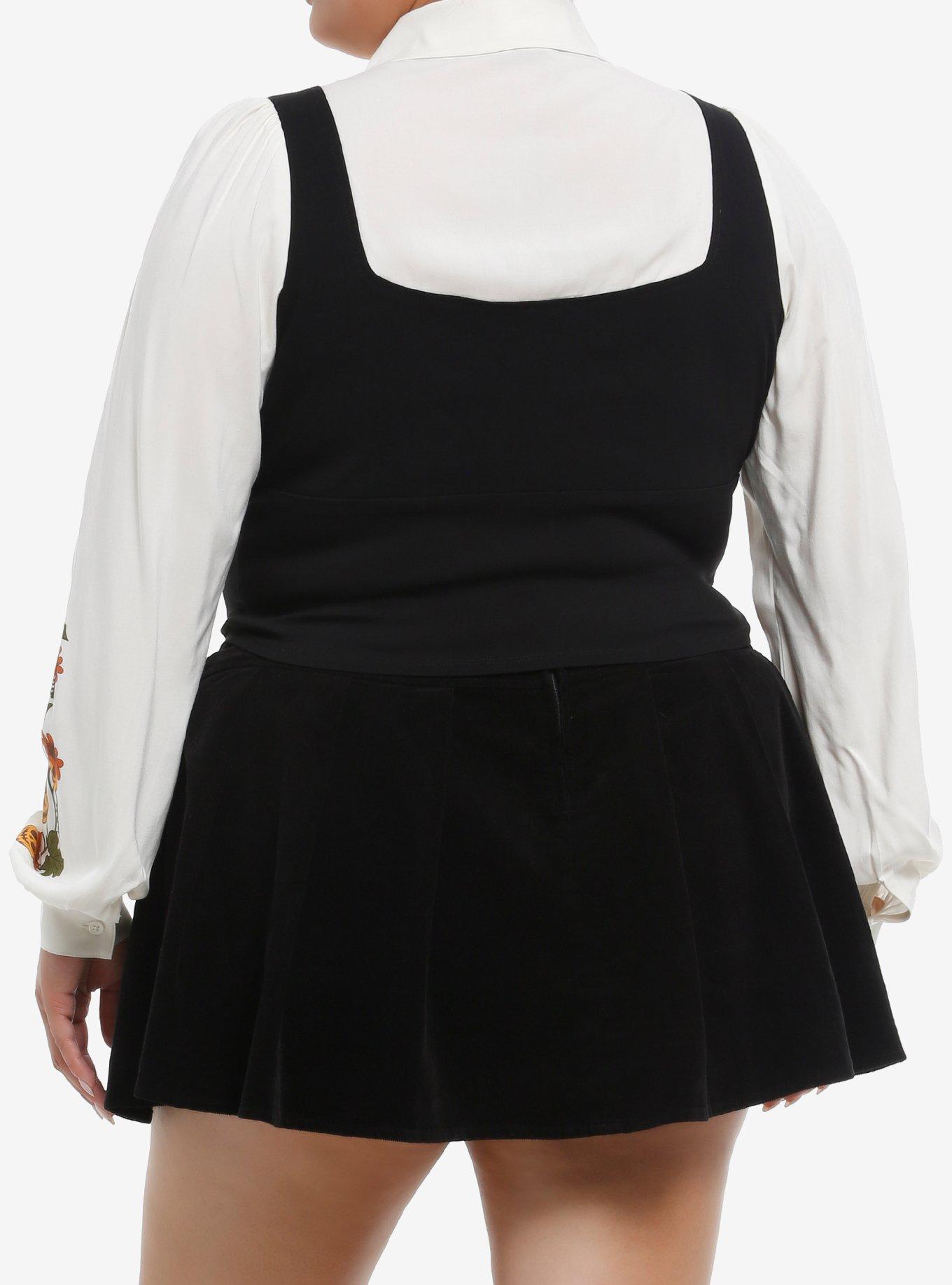 Thorn & Fable Pumpkin Flower Vest Twofer Long-Sleeve Top Plus Size, IVORY, alternate