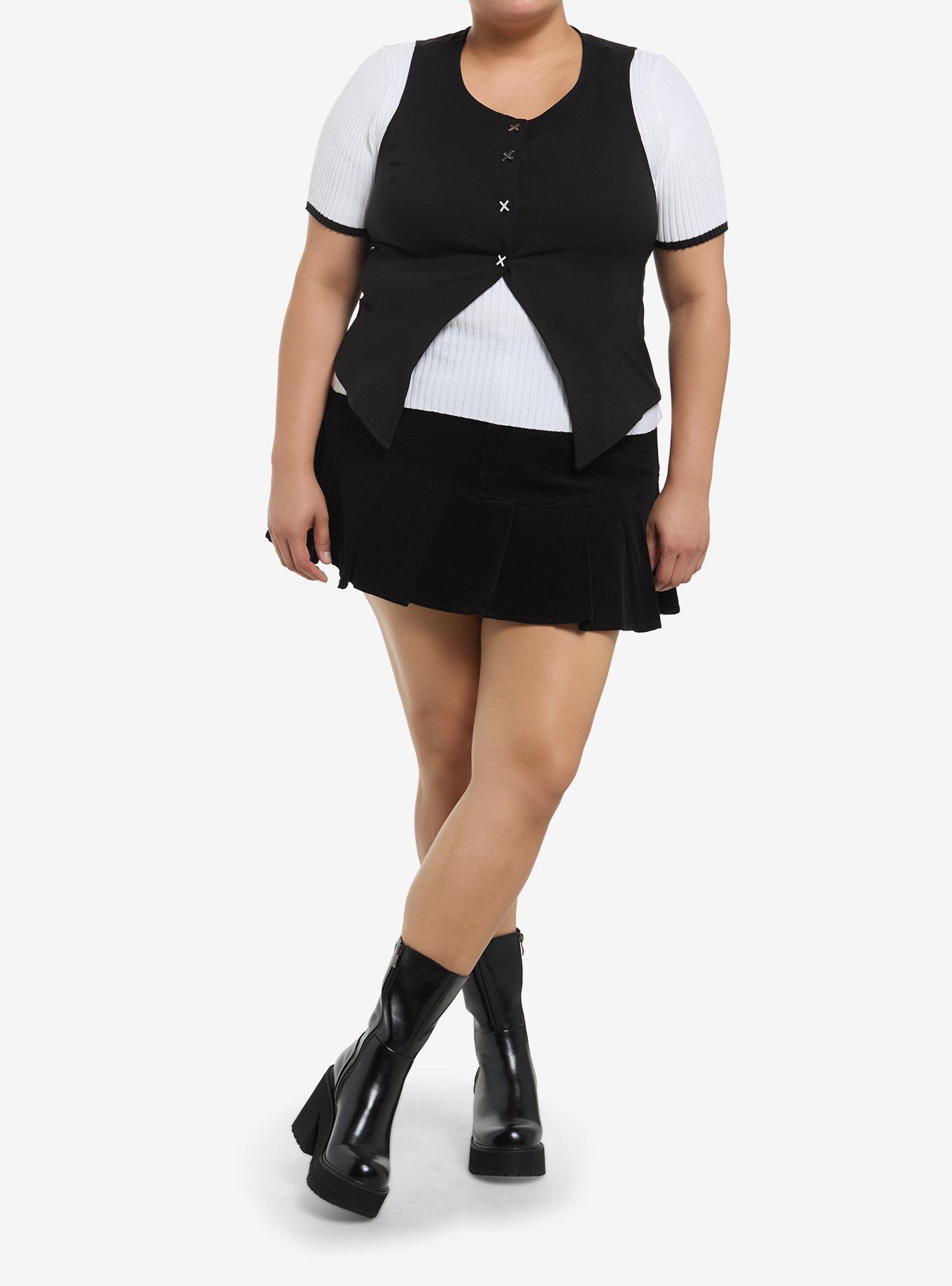 Social Collision Black Cross Girls Tank Vest Plus Size, , hi-res