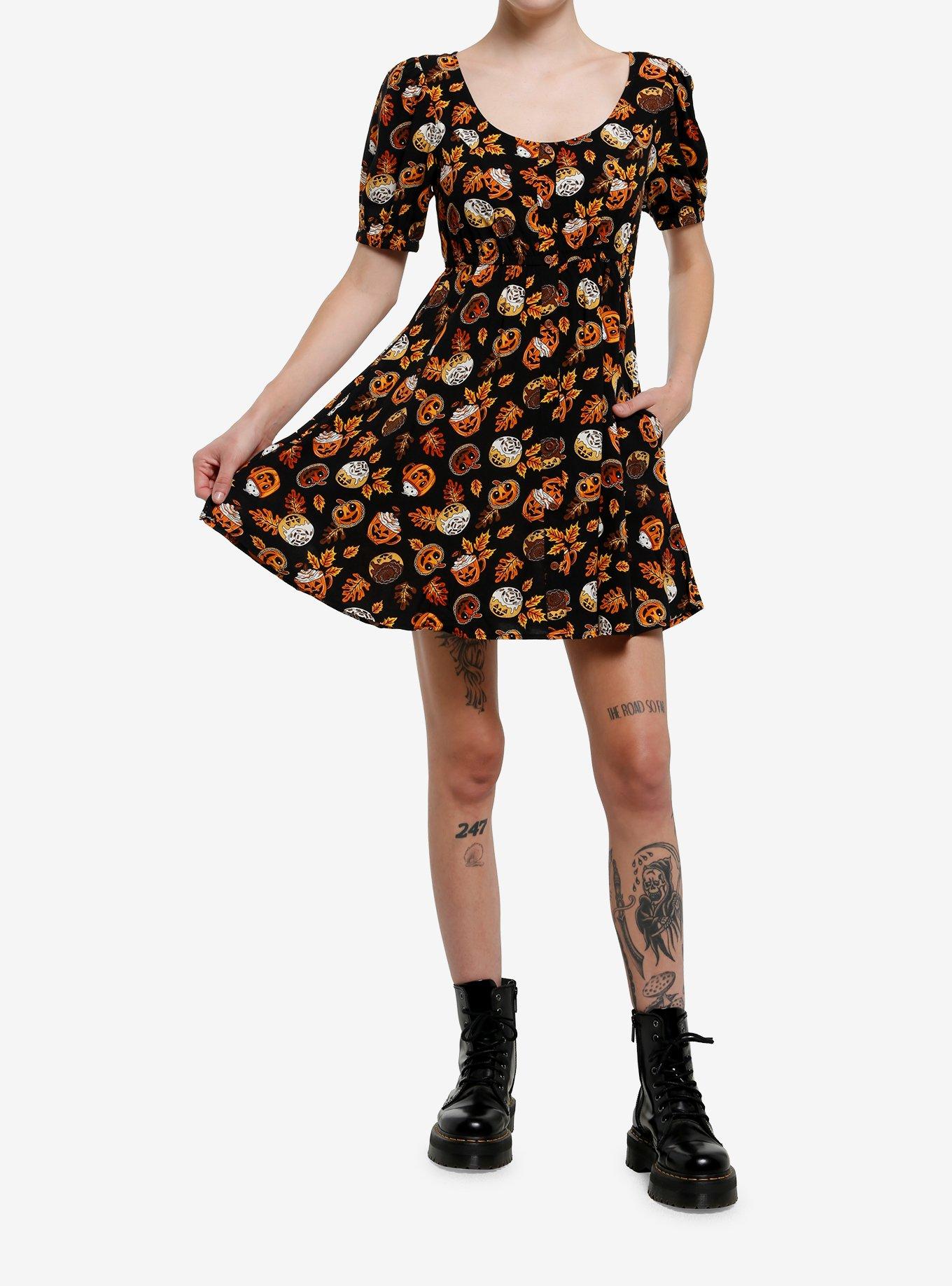 Thorn & Fable Pumpkin Spice Treats Babydoll Dress, , hi-res