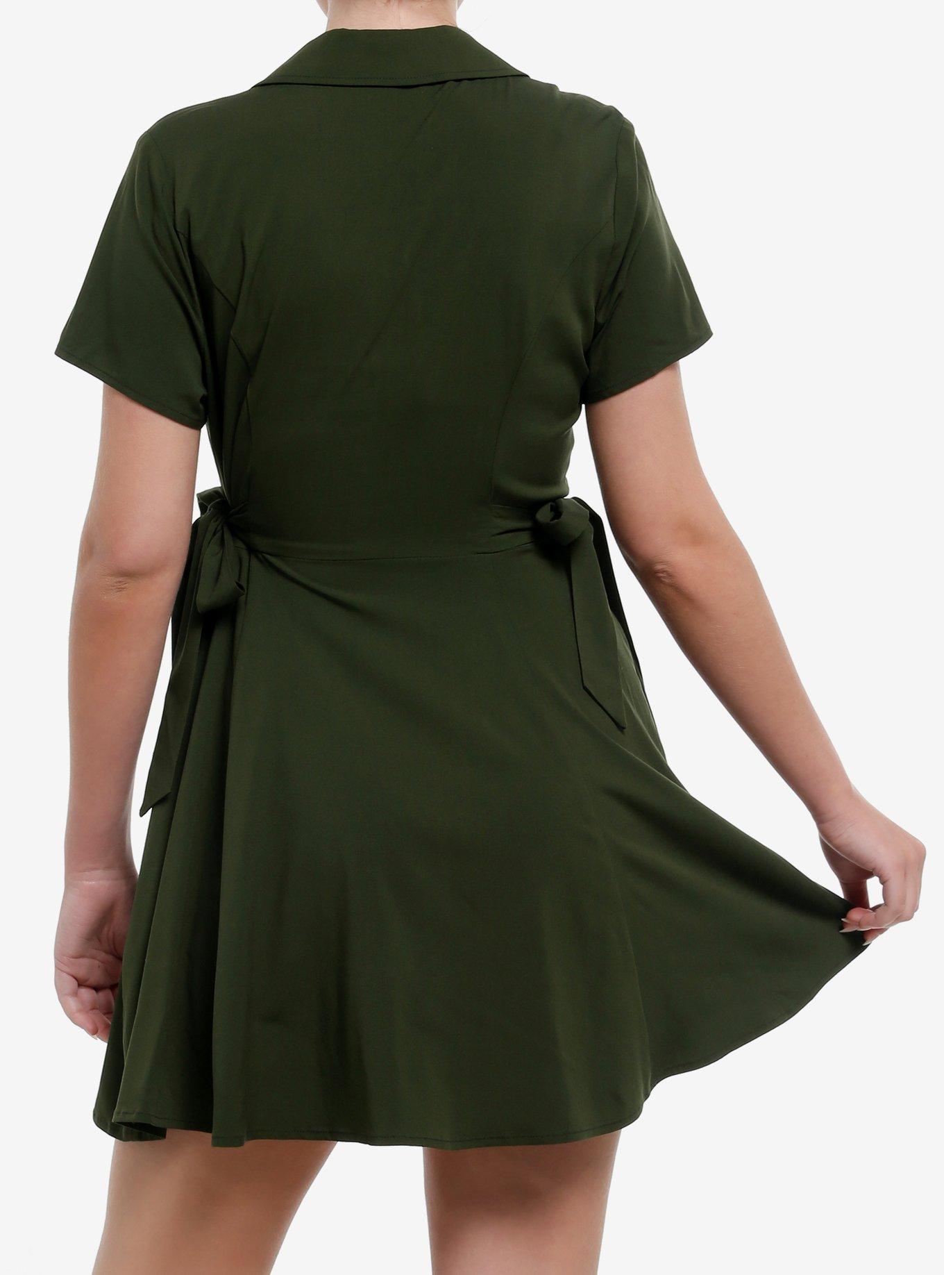Thorn & Fable Reading Frogs Collar Dress, GREEN, alternate