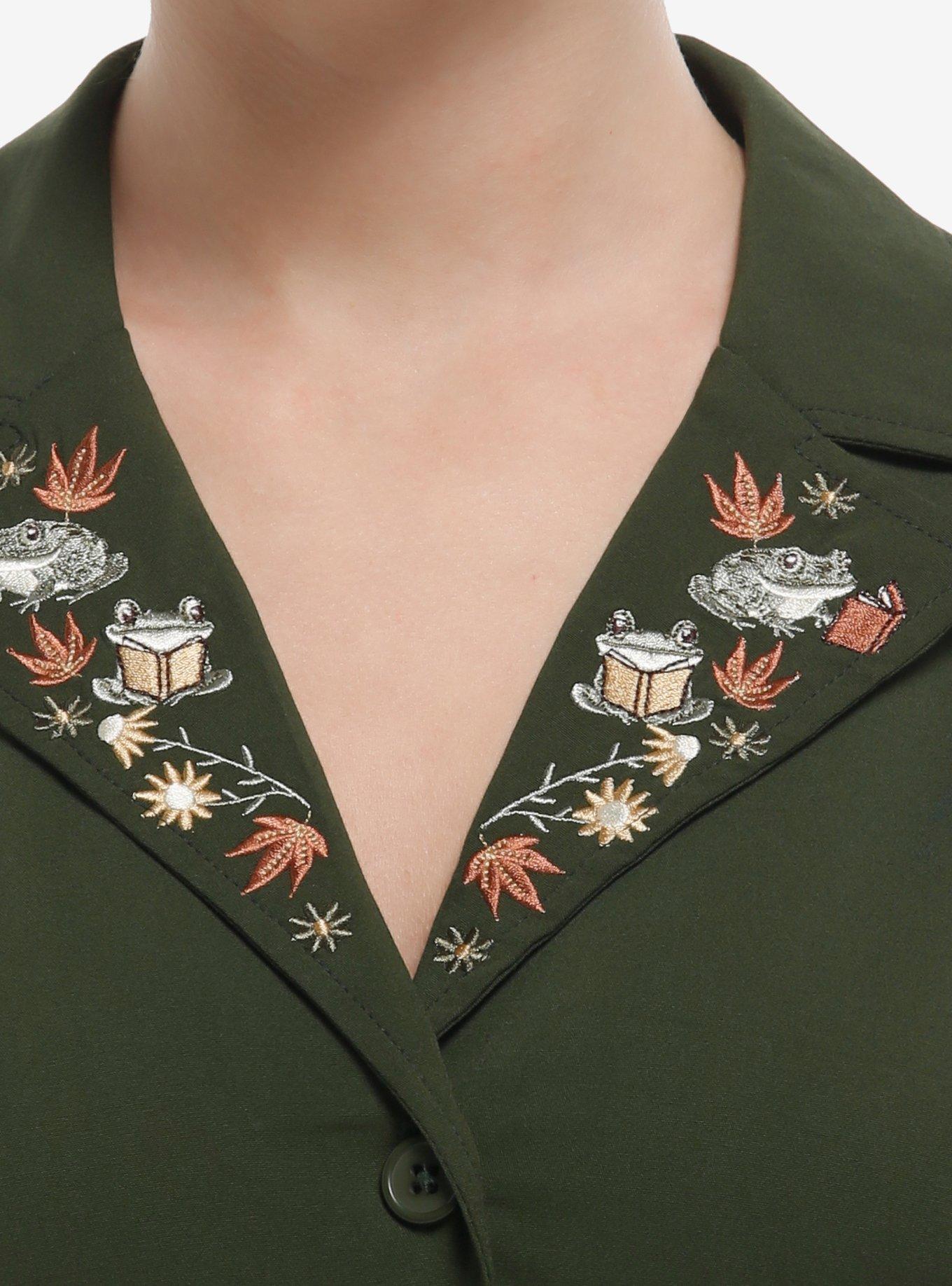 Thorn & Fable Reading Frogs Collar Dress, GREEN, alternate
