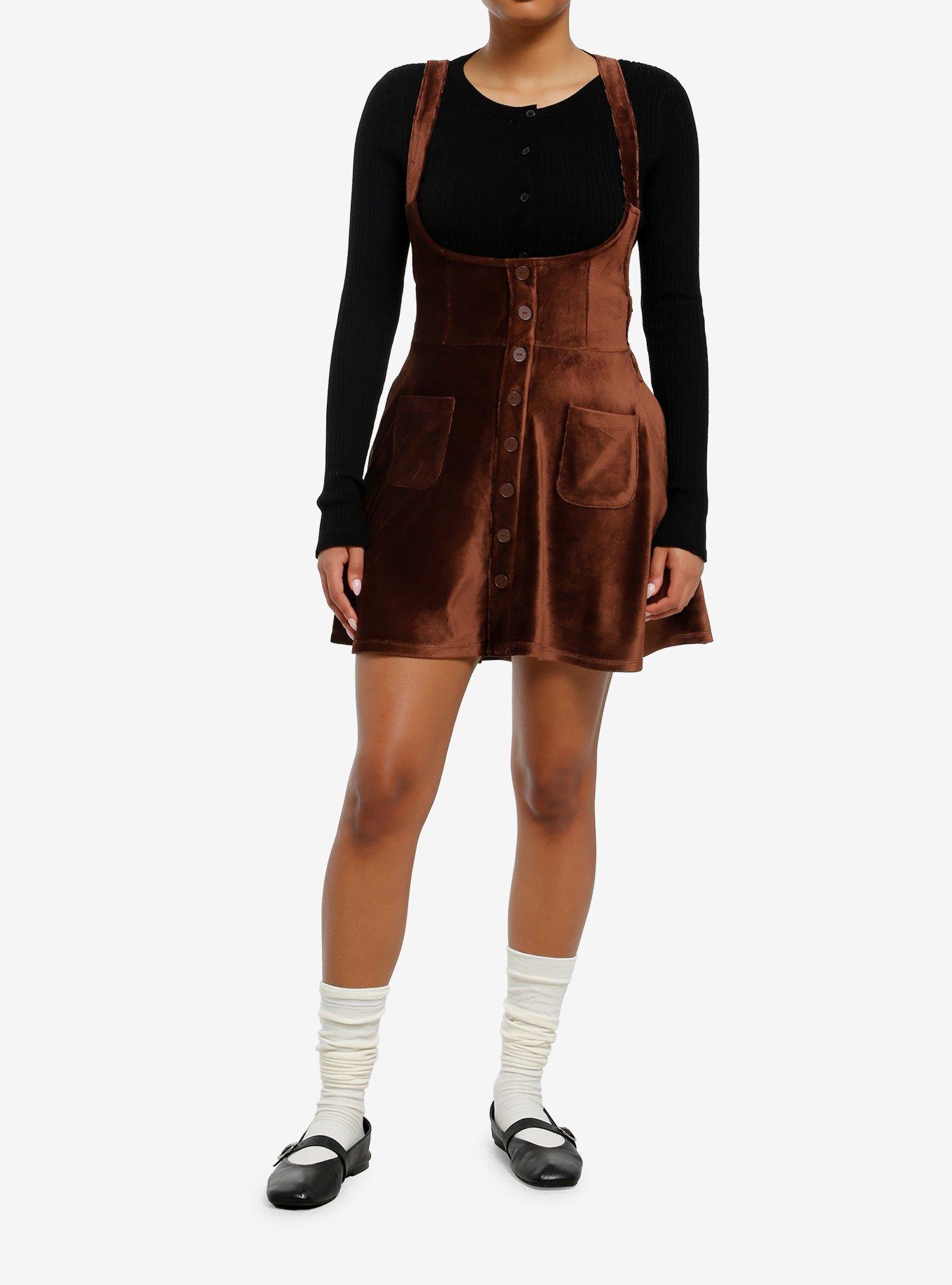 Thorn & Fable Brown Velvet Underbust Skirtall, , hi-res